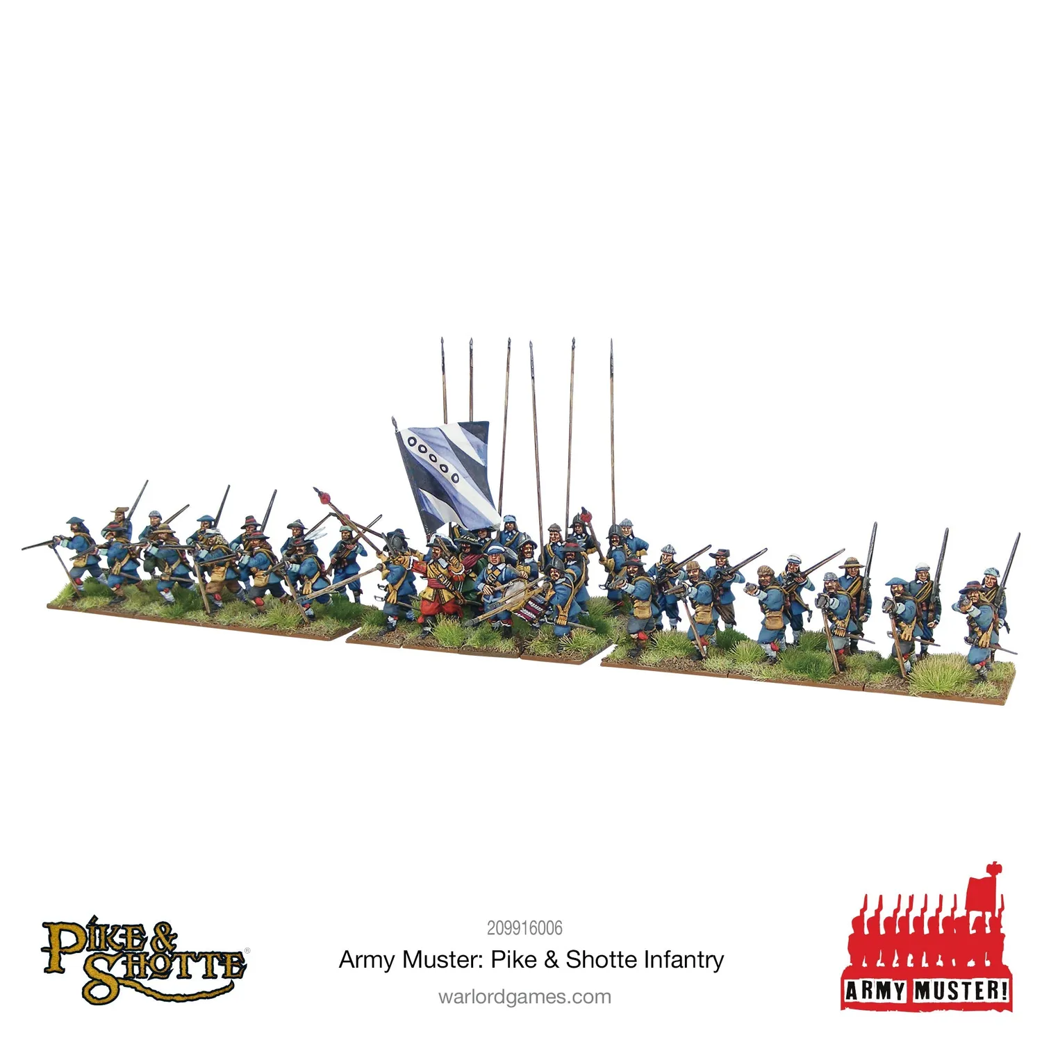Pike & Shotte Army Muster Infantry 120 figurines avec commandant monté plastique