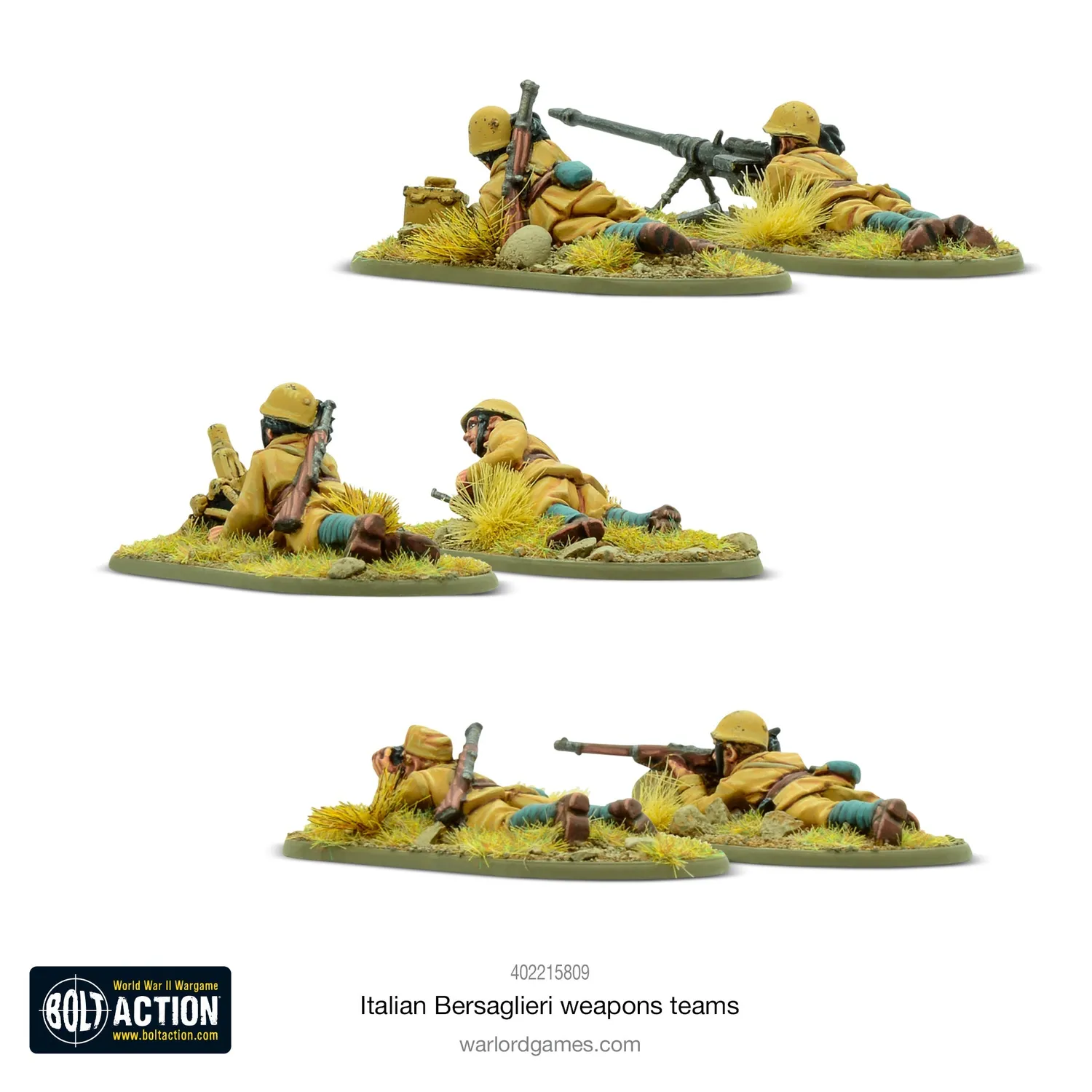 Bolt Action Bersaglieri Weapons Teams coffret 6 figurines Warlord Resin