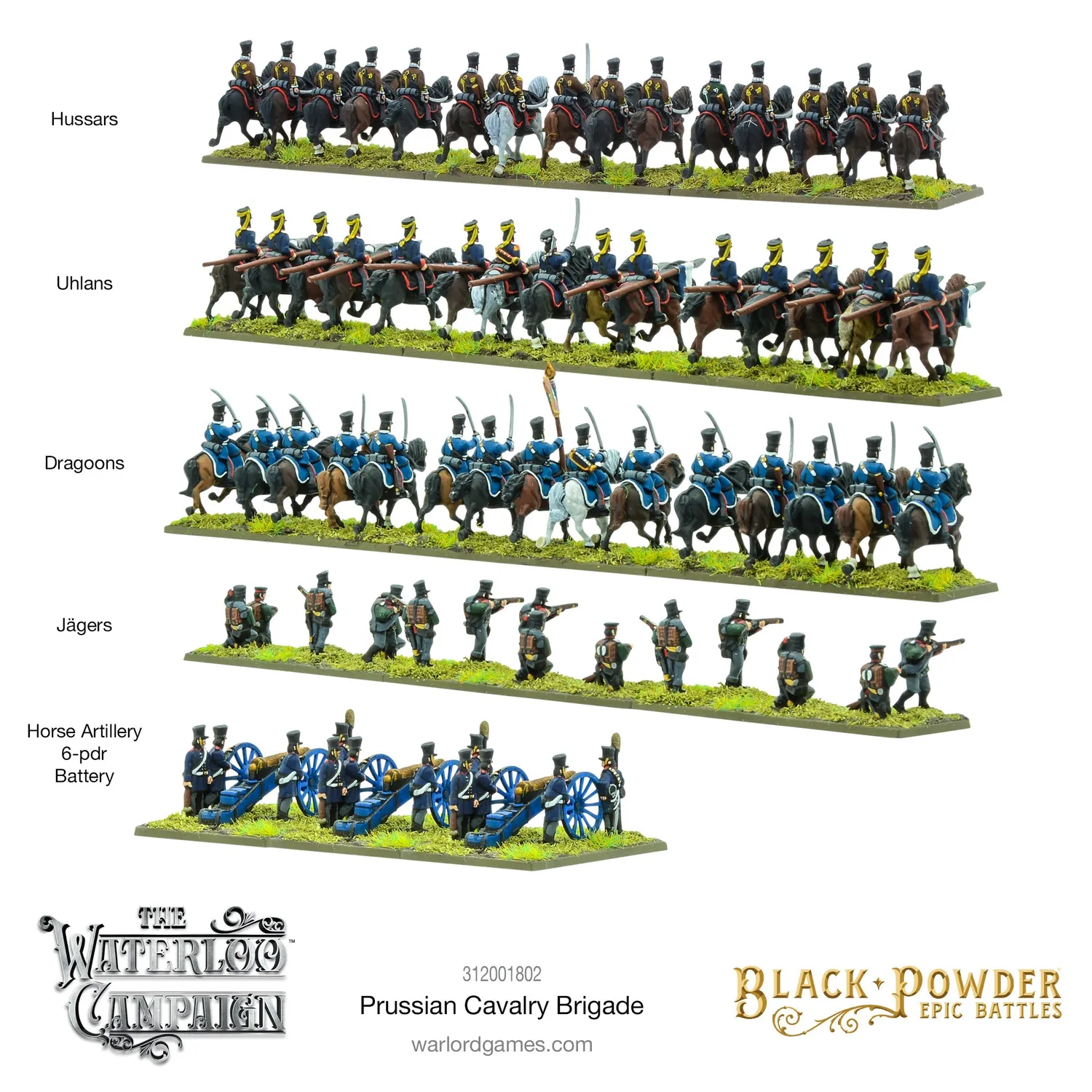 Bolt Action Black Powder Epic Battles Waterloo: Prussian Cavalry Brigade boîte plastique
