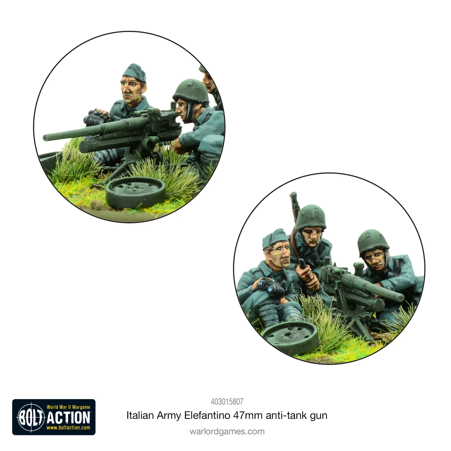 Bolt Action Italian Army Elefantino 47mm anti-tank gun canon antichar métal