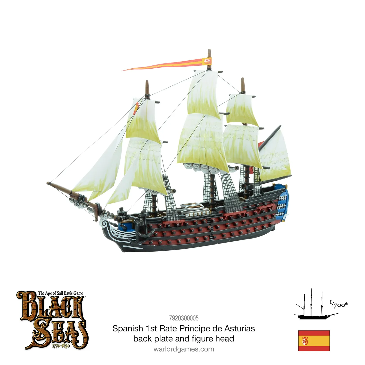 Bolt Action Black Seas 1st Rate Principe de Asturias proue métal