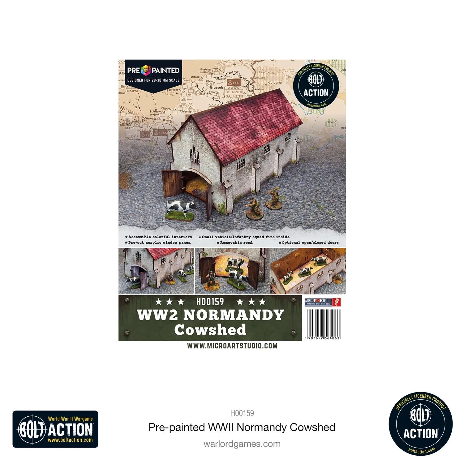 Bolt Action WWII Normandy Cowshed décor prépeint 28mm