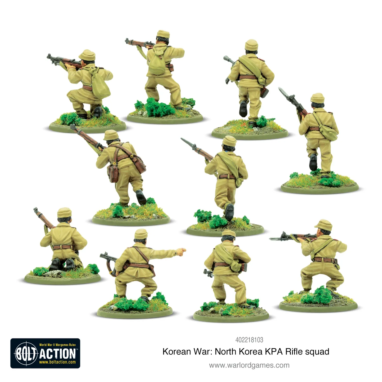 Bolt Action Korean War KPA Rifle Squad figurines 10 métal