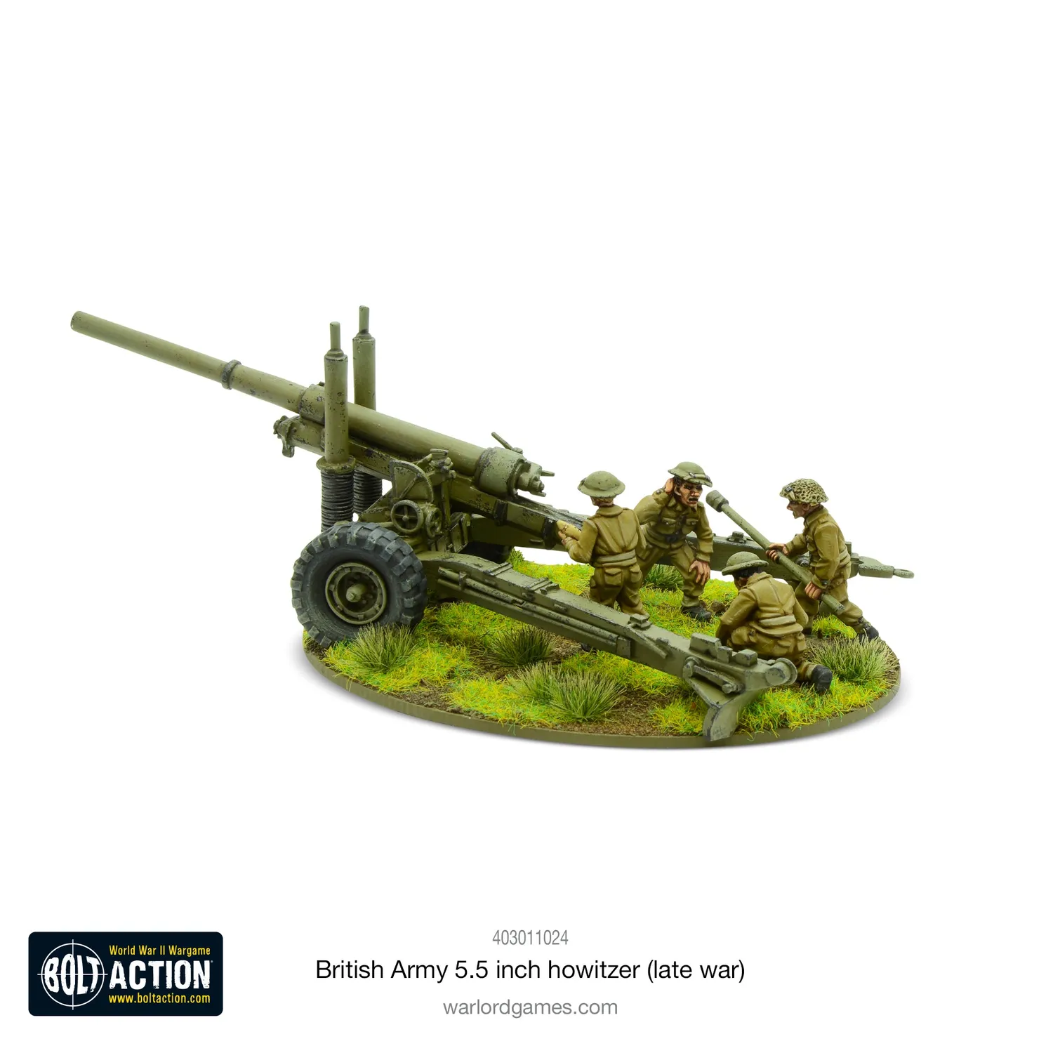 Bolt Action British Army 5.5 inch Howitzer Late War canon métal avec équipage