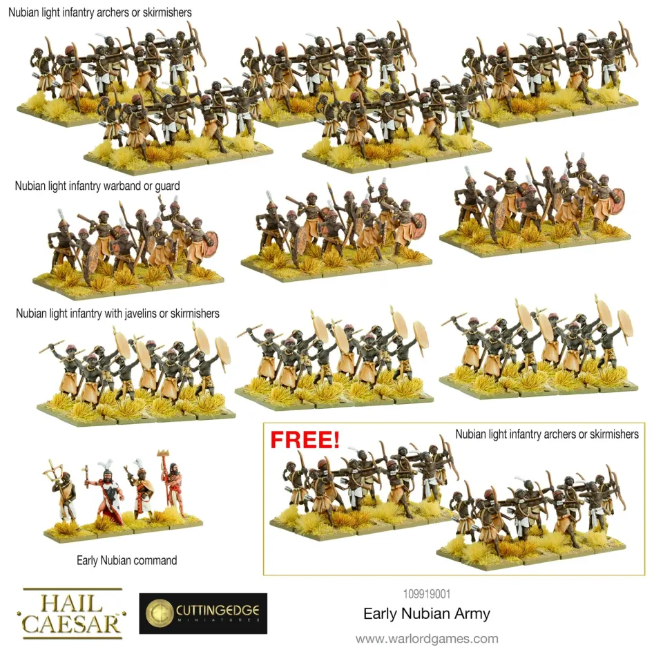 Warlord Games Hail Caesar Early Nubians armée métal 108 figurines