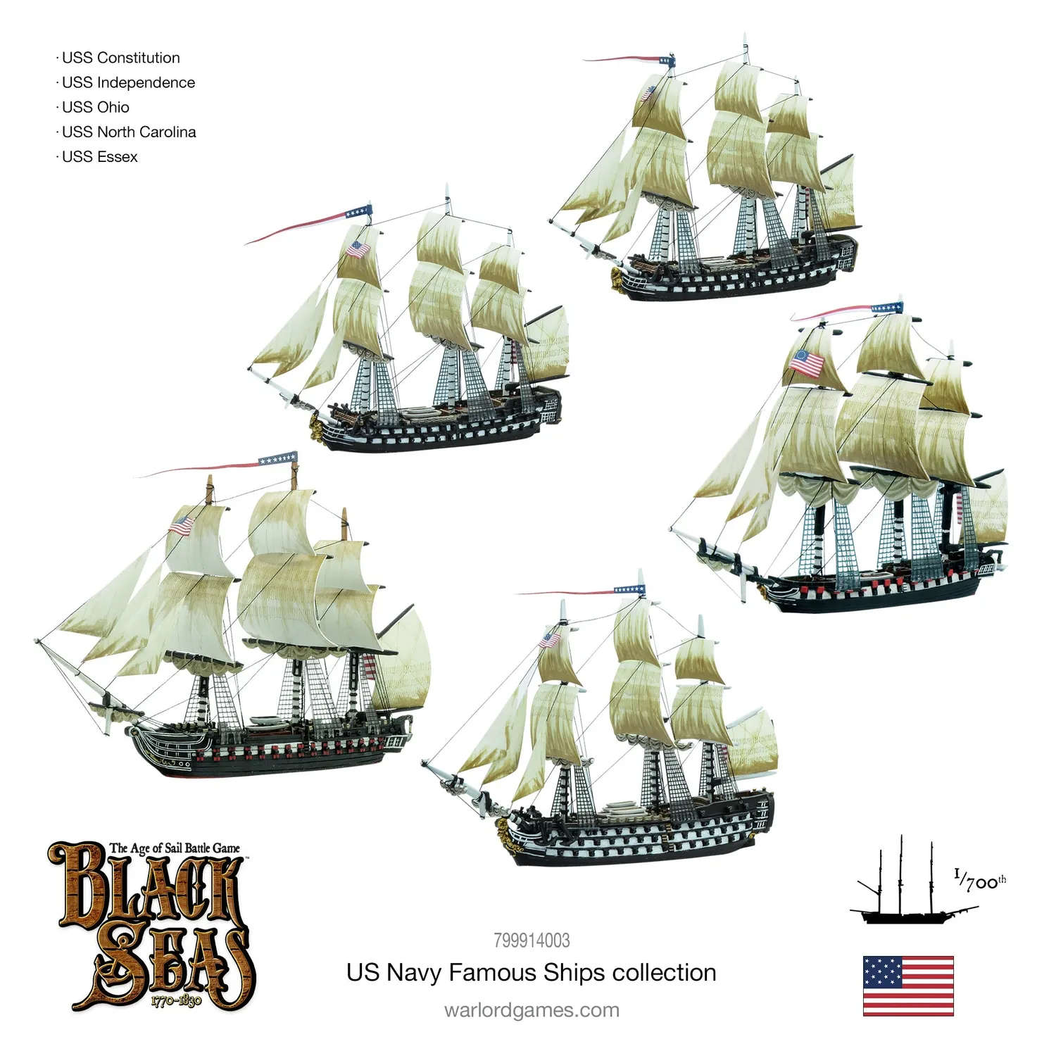 Bolt Action Black Seas United States Famous Ships Bundle navires US