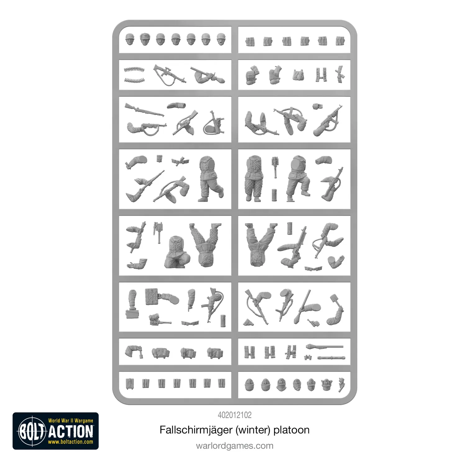 Bolt Action Fallschirmjäger (Winter) Platoon figurines 30 soldats plastique hiver