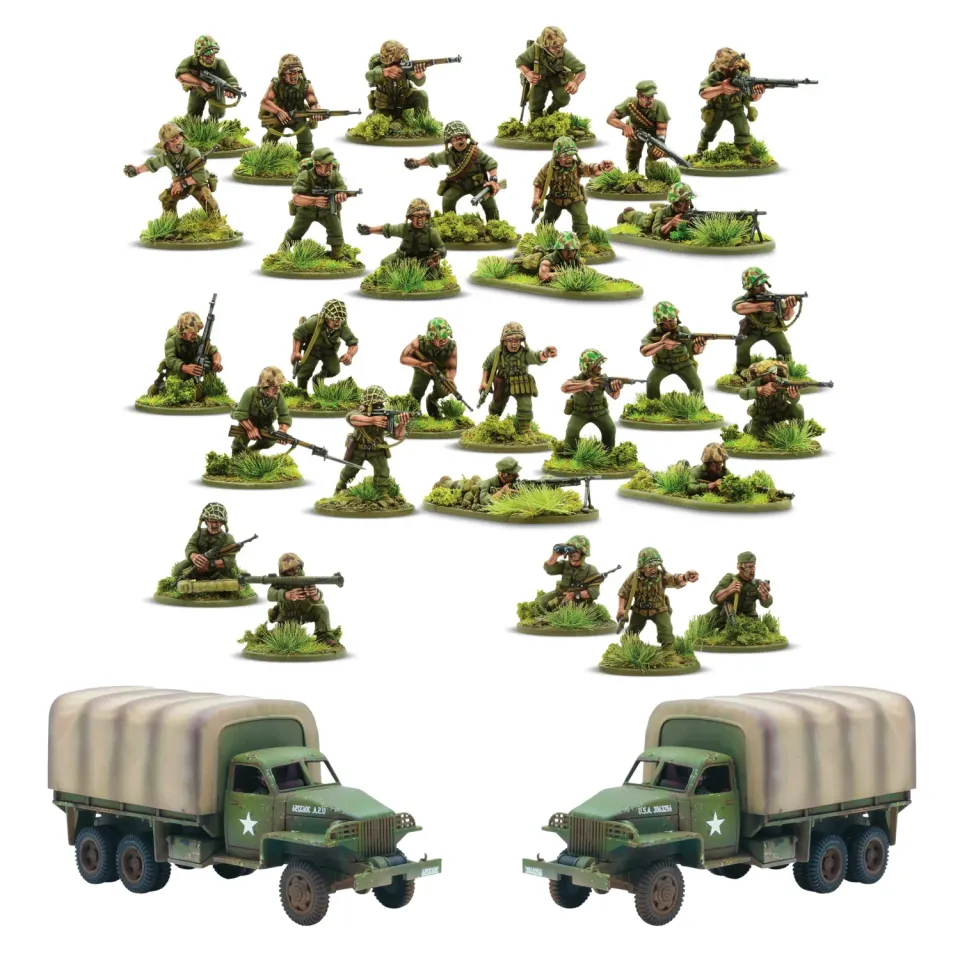Bolt Action Marines on the move! infanterie USMC + camions