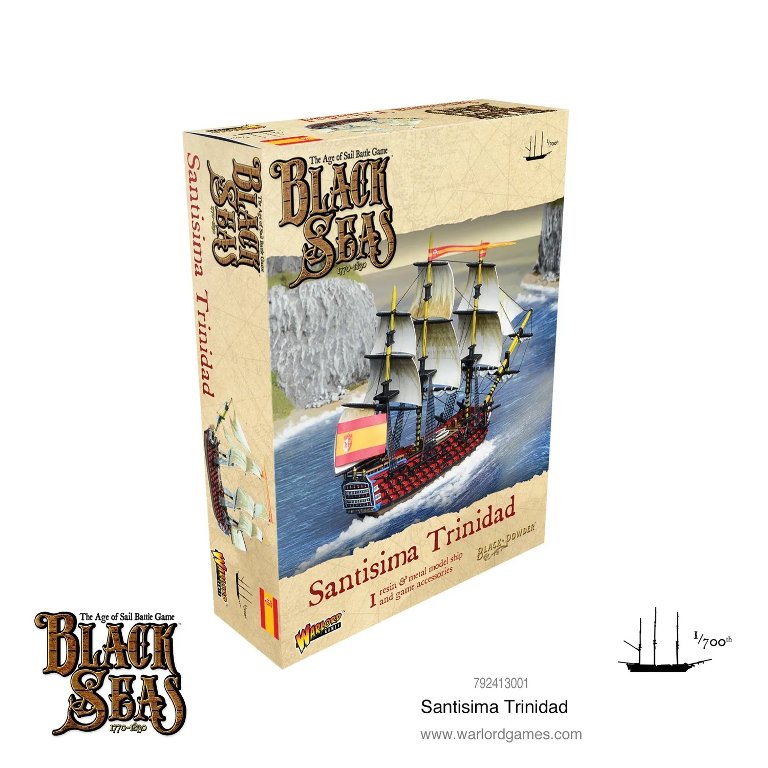 Bolt Action Black Seas Santisima Trinidad figurine navire résine