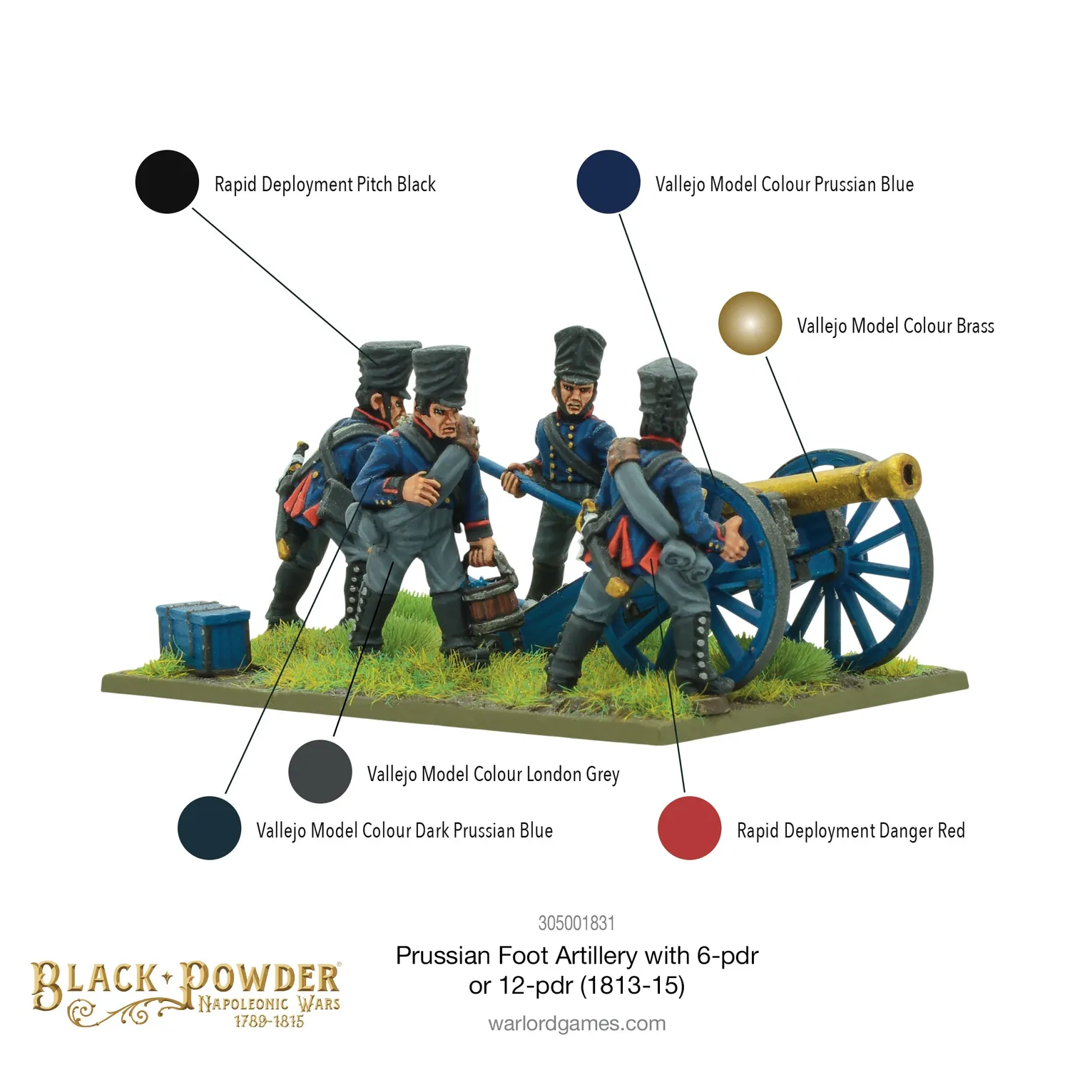 Black Powder Artillerie à pied prussienne napoléonienne 6/12-pdr métal