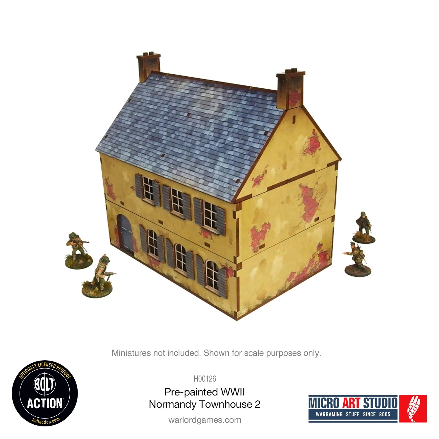 Bolt Action Pre-painted WW2 Normandy Townhouse 2 décor prépeint 28-30 mm
