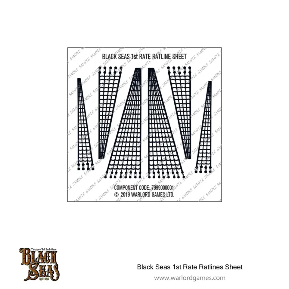 Black Seas 1st Rate ratlines sheet feuille d'échelles en acétate
