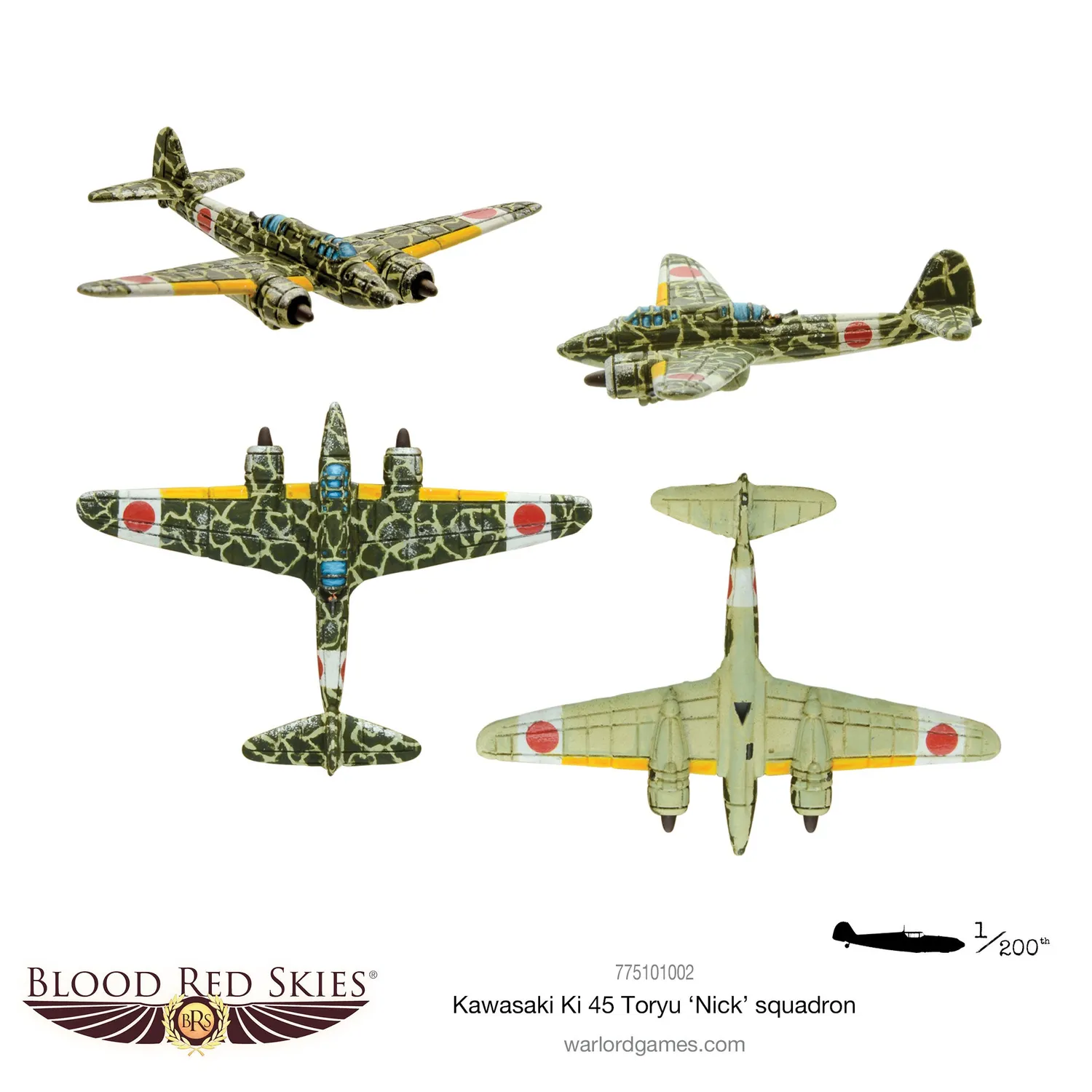 Bolt Action Blood Red Skies Kawasaki Ki-45 Toryu 'Nick' Squadron avions 6 pièces
