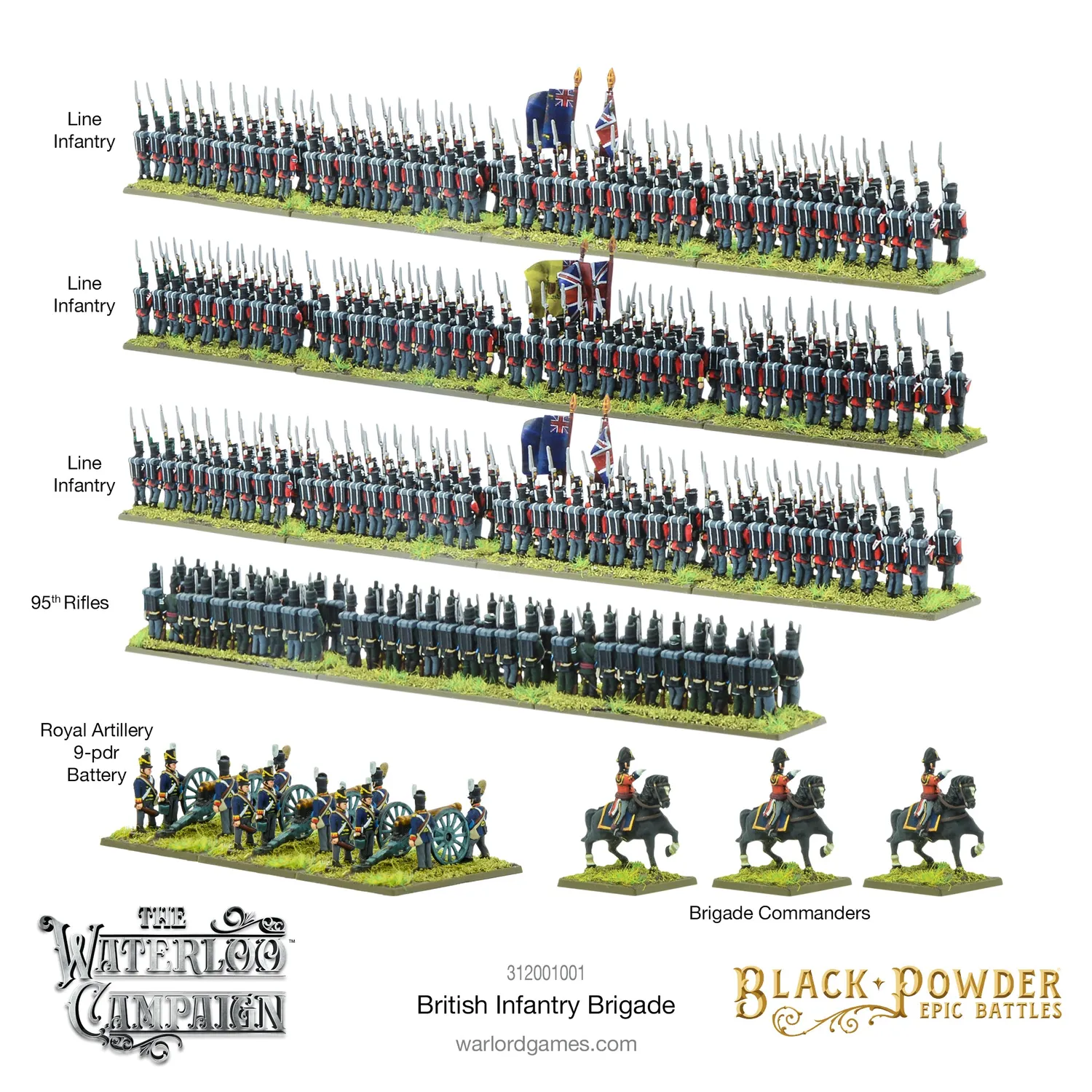 Bolt Action Black Powder Epic Battles Waterloo British Infantry Brigade plastique