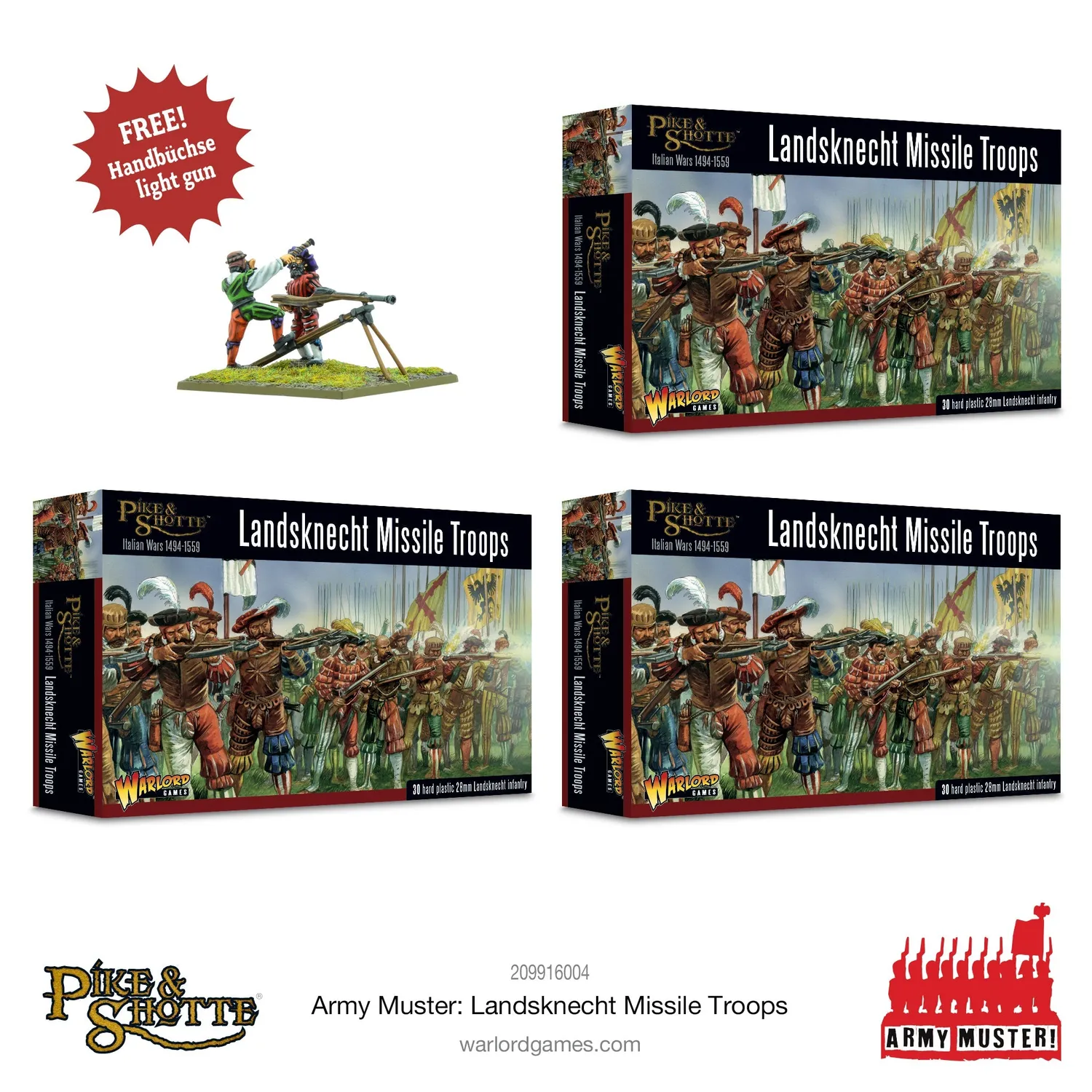 Bolt Action Pike & Shotte Landsknecht Missile Troops lot figurines
