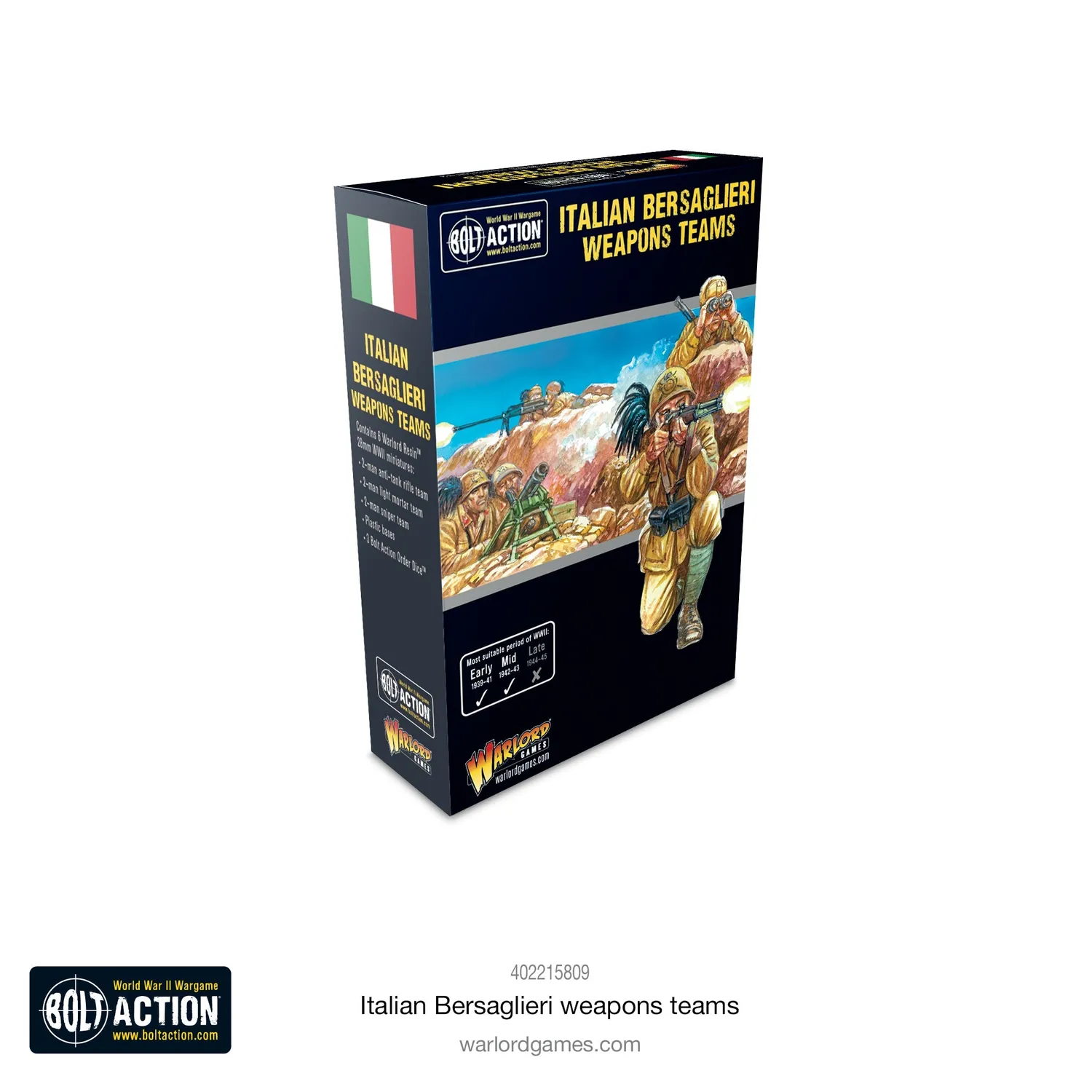 Bolt Action Bersaglieri Weapons Teams coffret 6 figurines Warlord Resin