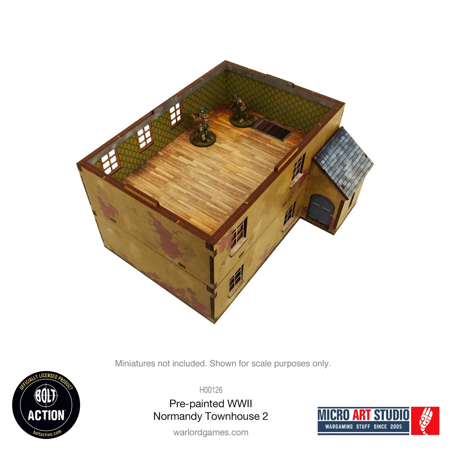 Bolt Action Pre-painted WW2 Normandy Townhouse 2 décor prépeint 28-30 mm