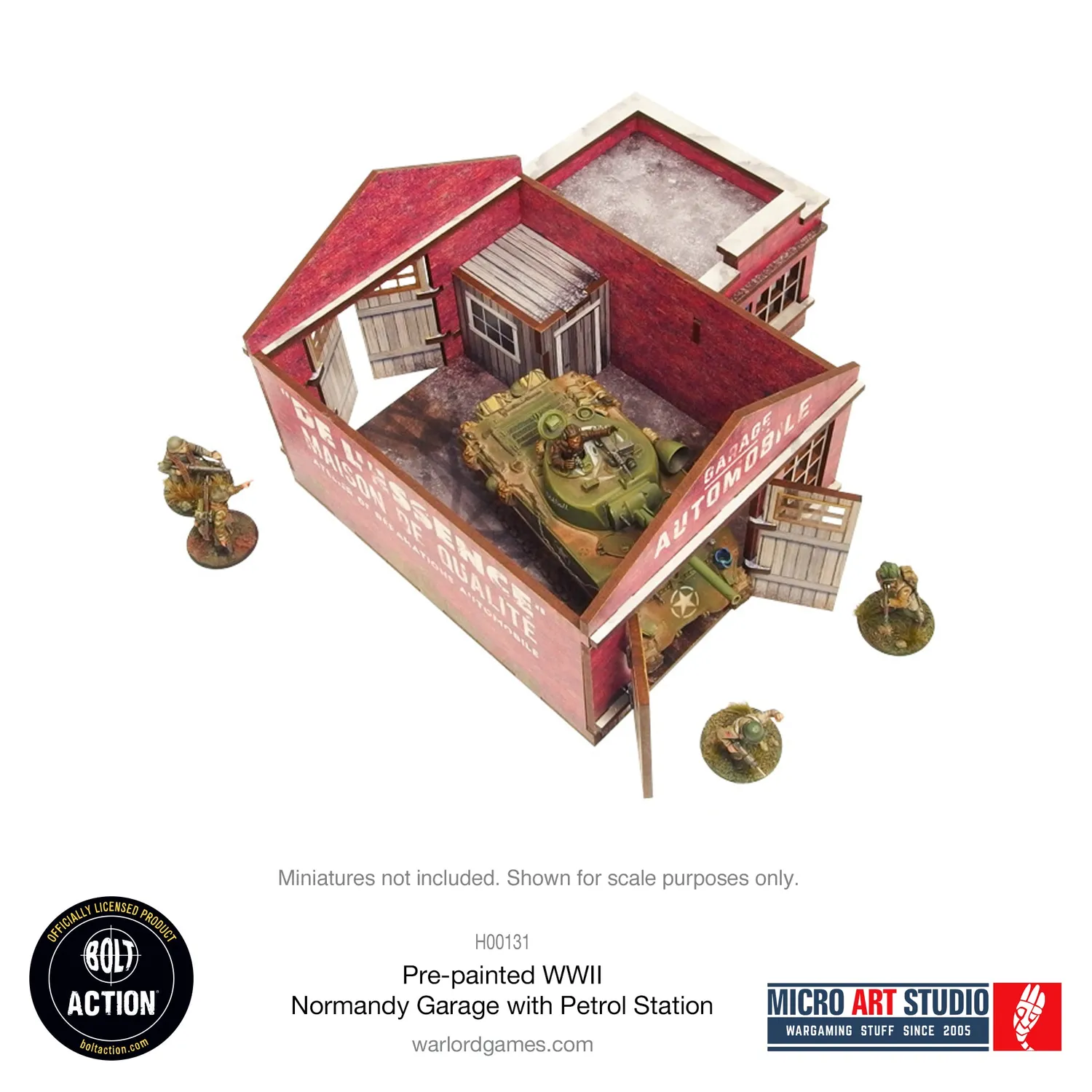 Bolt Action WW2 Normandy Garage with Petrol Station garage prépeint