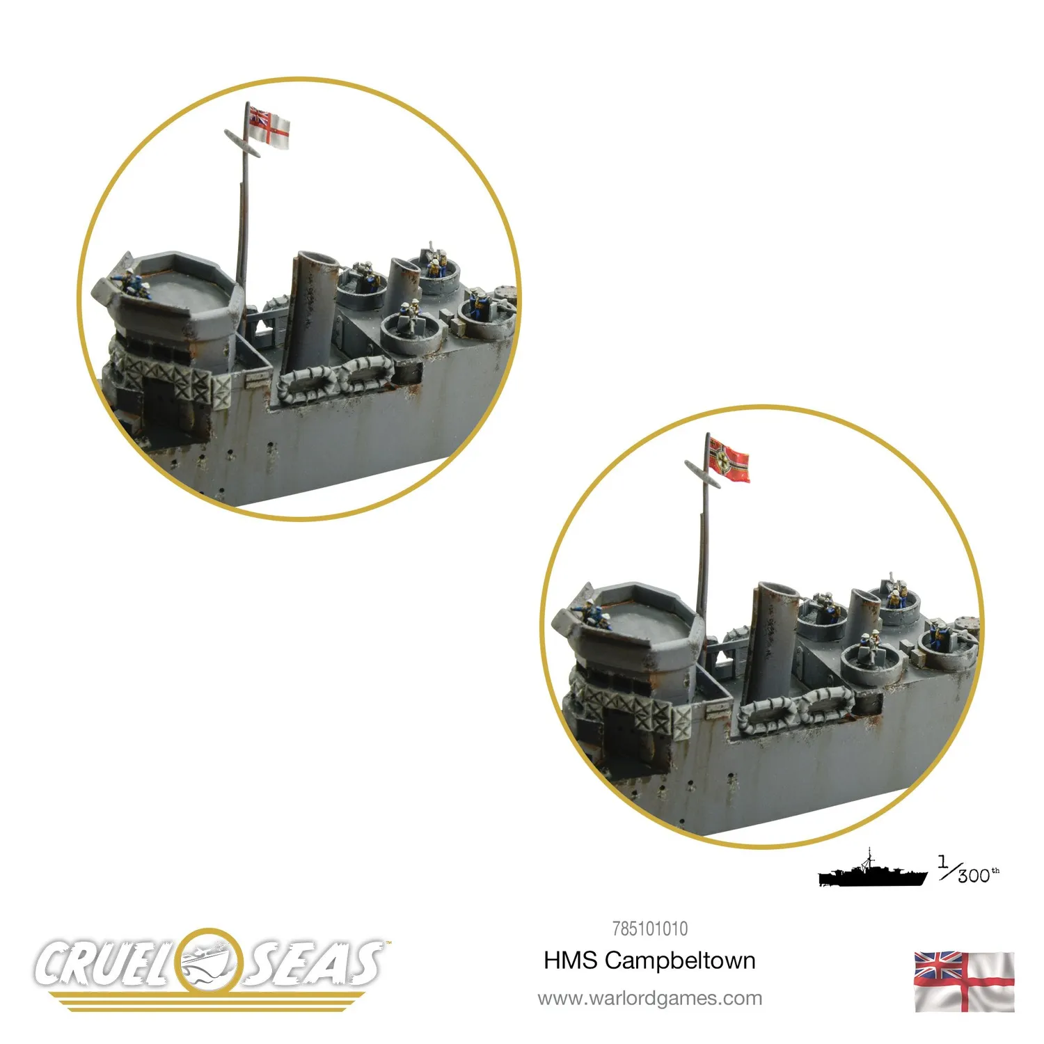 Warlord Games Cruel Seas HMS Campbeltown navire résine métal