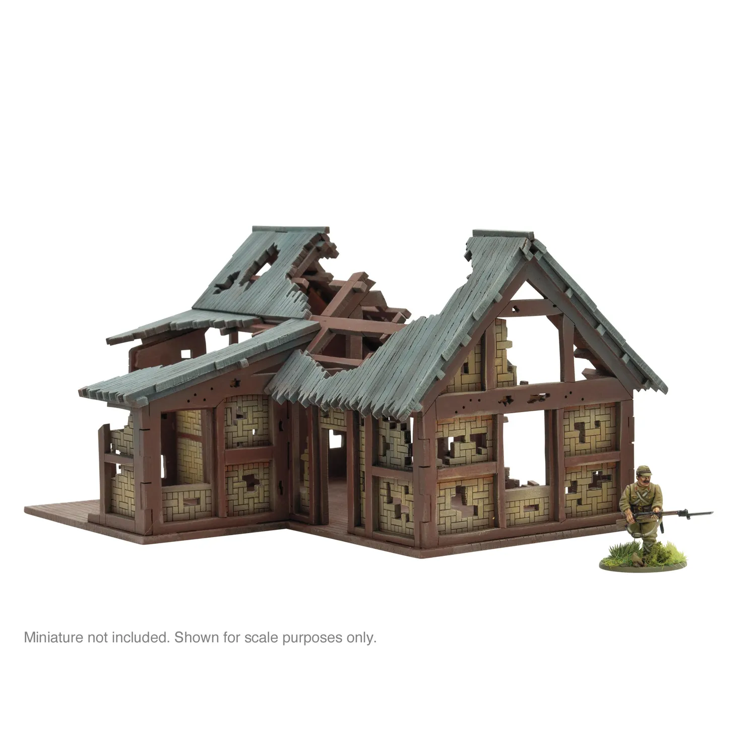 Bolt Action Pacific Theatre L shaped building ruins terrain MDF