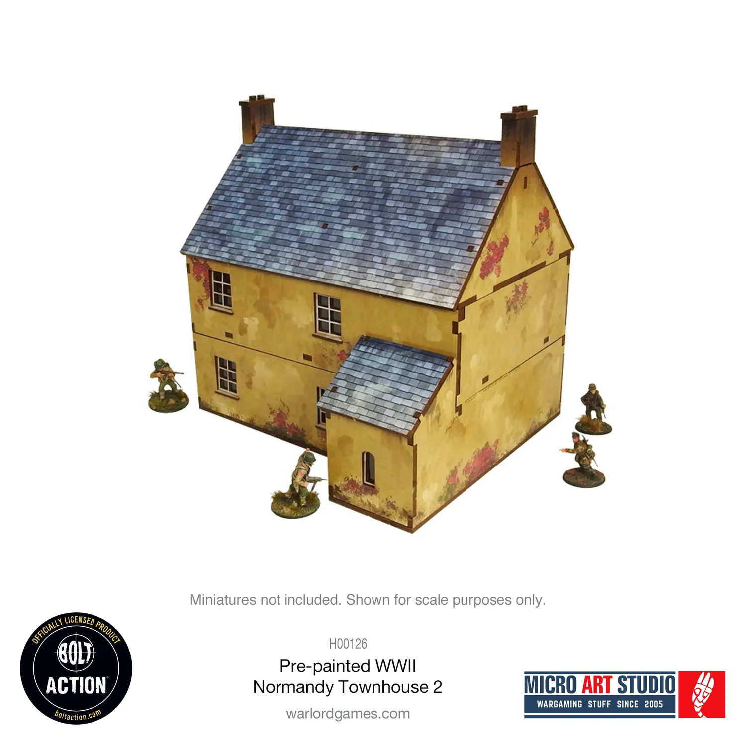 Bolt Action Pre-painted WW2 Normandy Townhouse 2 décor prépeint 28-30 mm