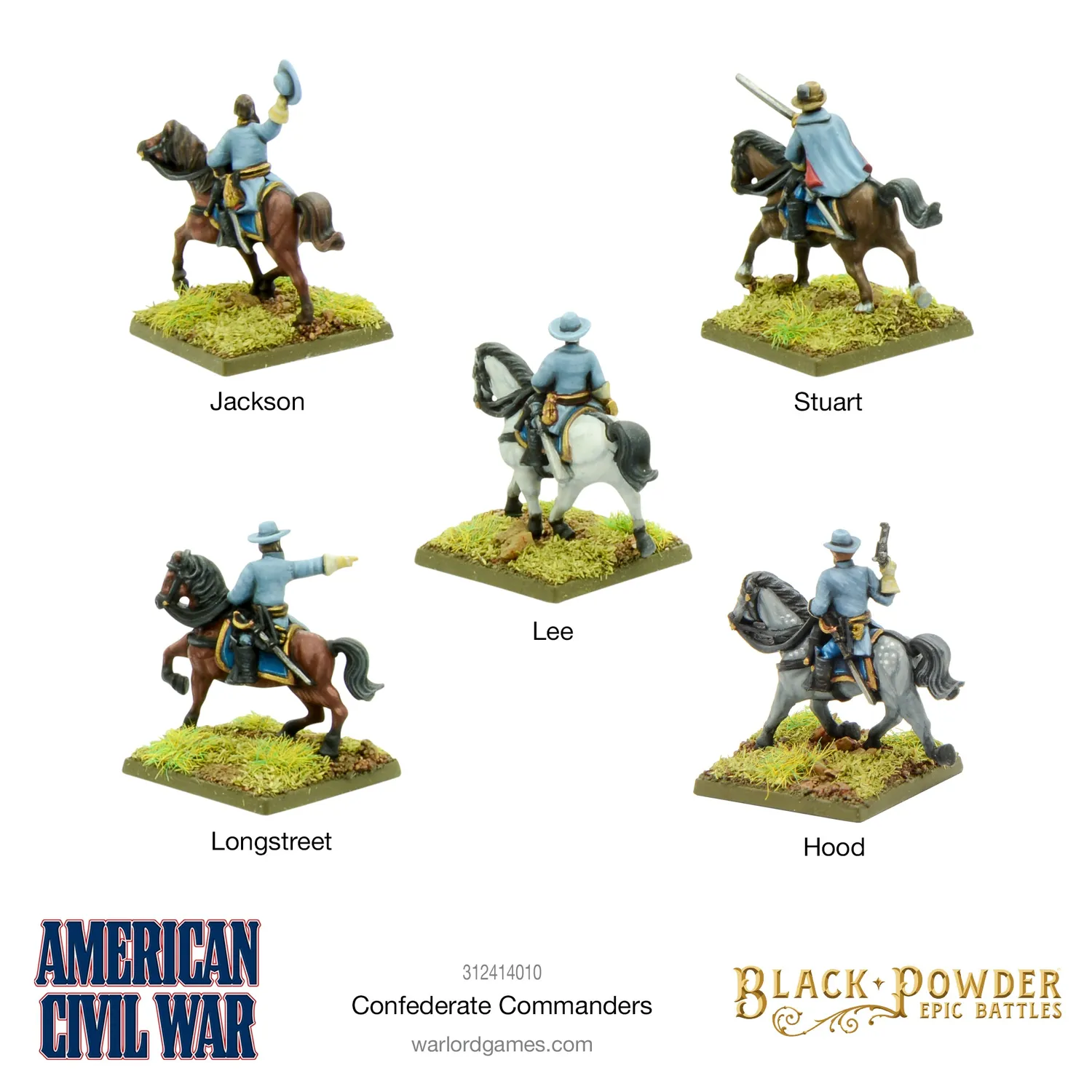 Bolt Action Black Powder Epic Battles Confederate Commanders figurines Warlord Resin