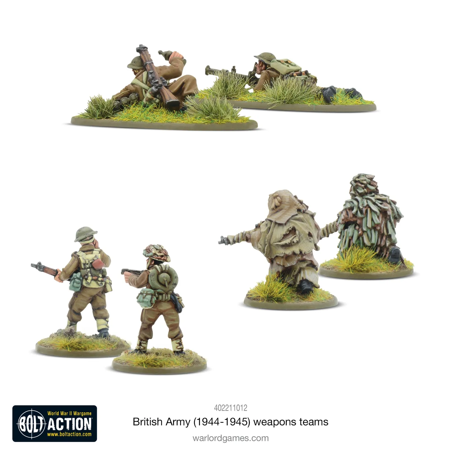 Bolt Action British Army (1944-45) Weapons Teams équipes d’armes 3 équipes résine