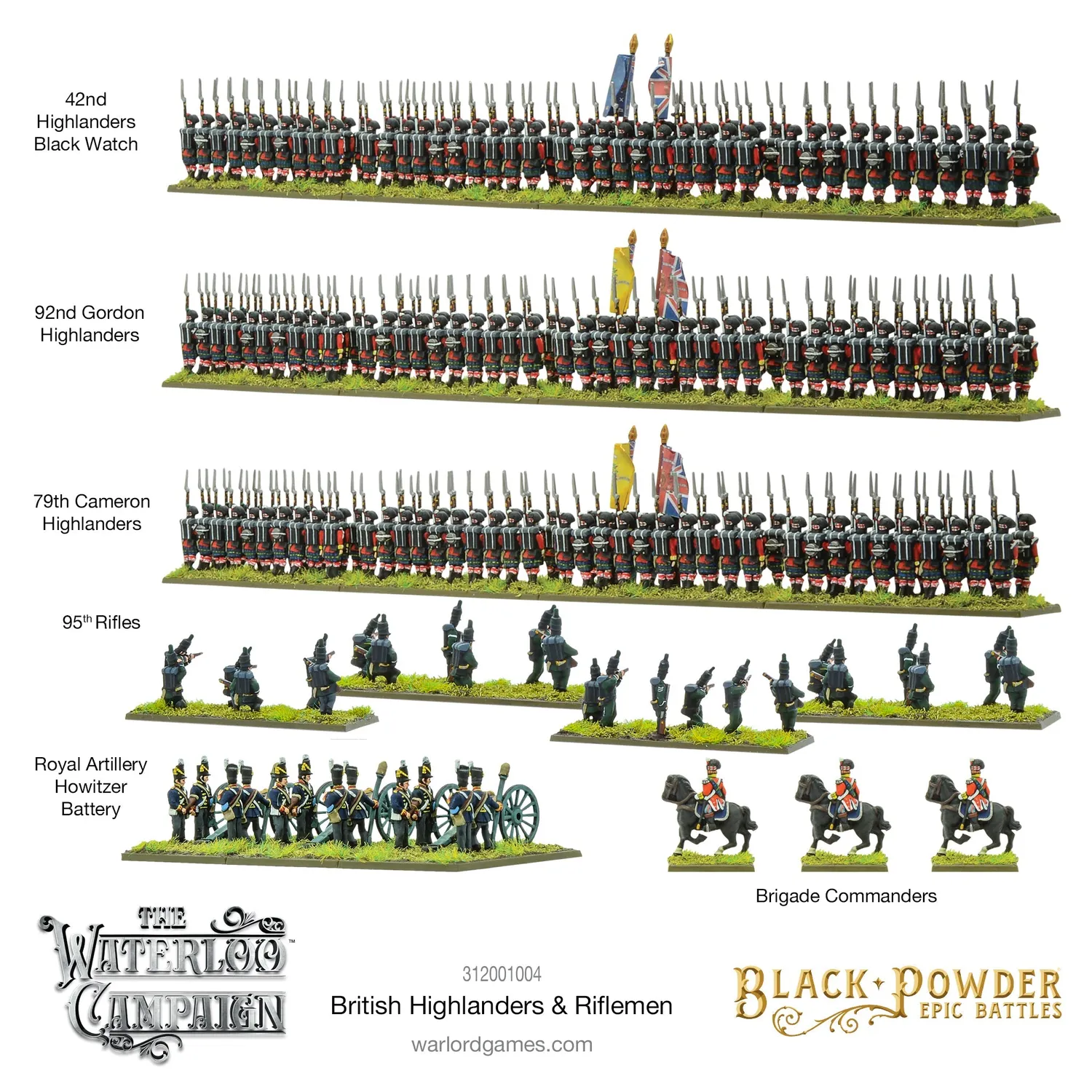 Black Powder Epic Battles British Highlanders & Riflemen figurines plastique Waterloo