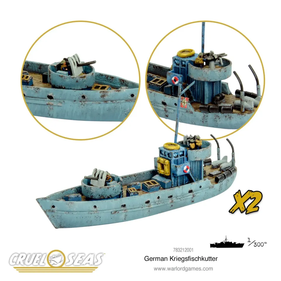 Cruel Seas Kriegsfischkutter navire résine x2