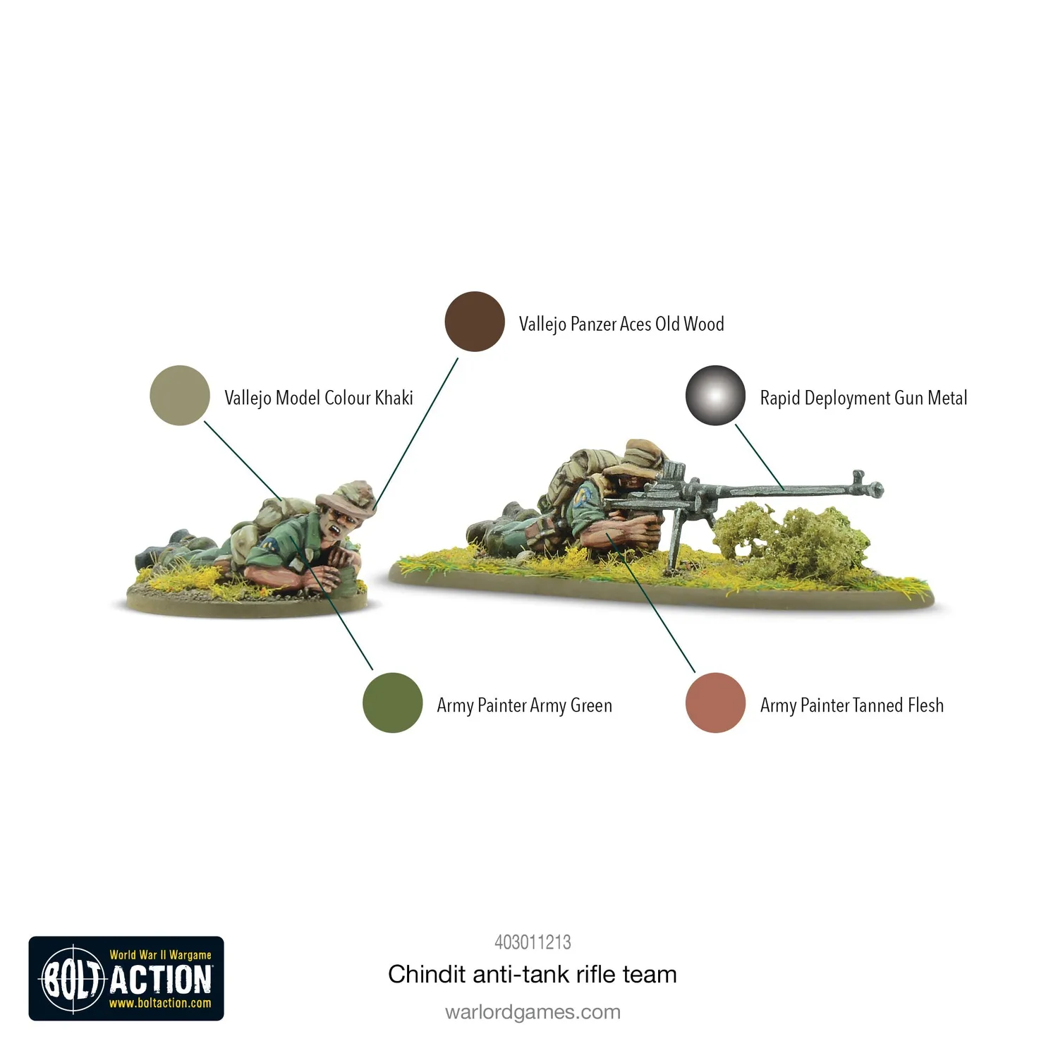 Bolt Action Chindit anti-tank rifle team équipe antichar métal