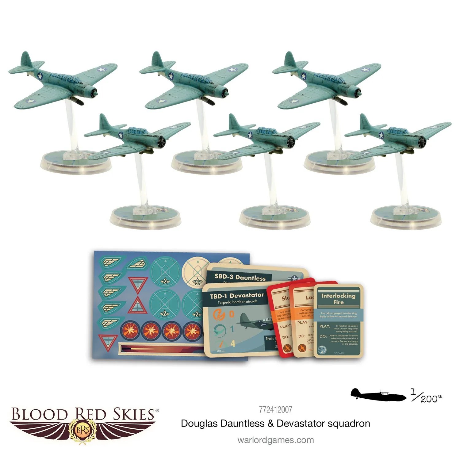 Bolt Action Blood Red Skies Douglas Dauntless & Devastator Squadron 6 avions