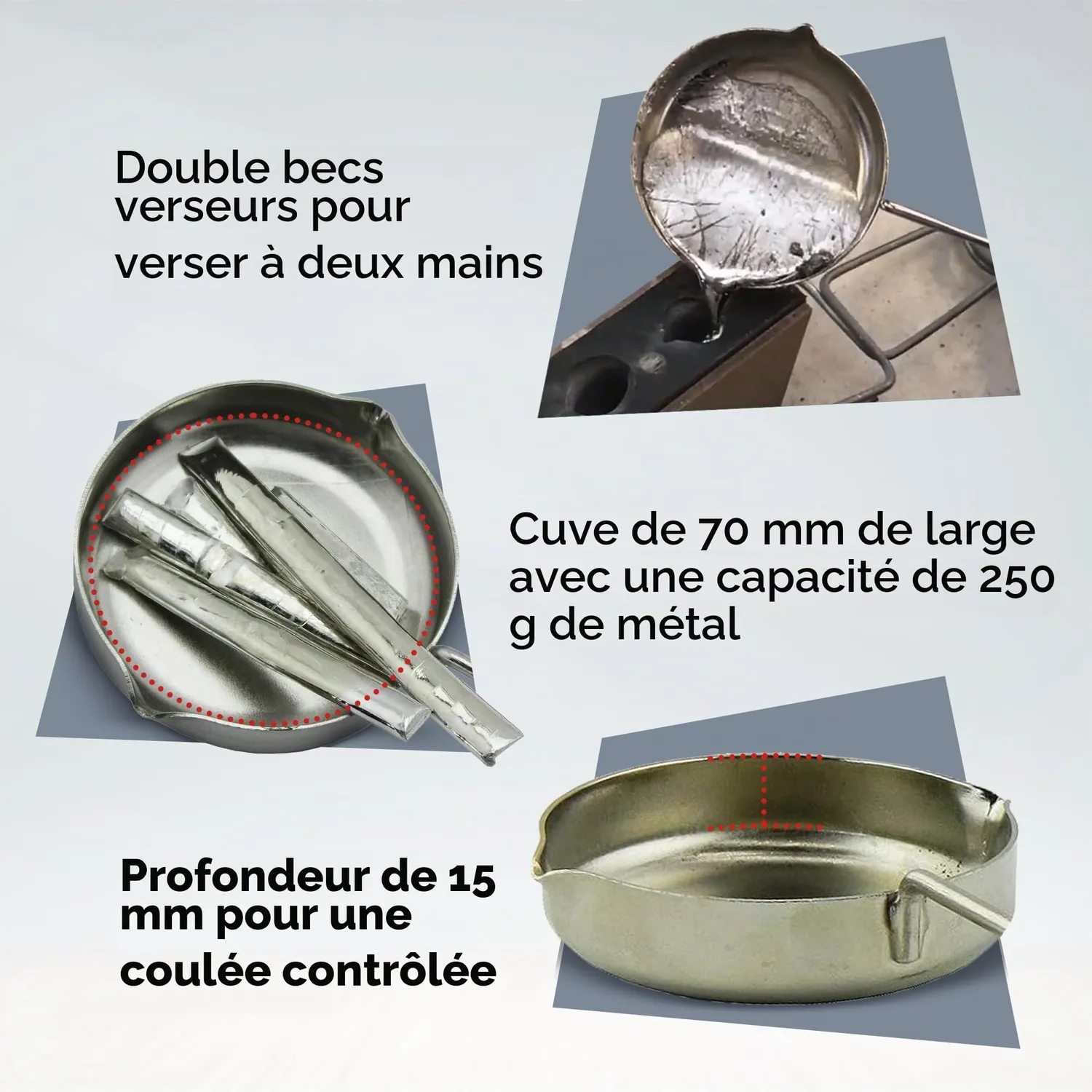 Prince August PA2042 louche à fondre 250 g à double bec