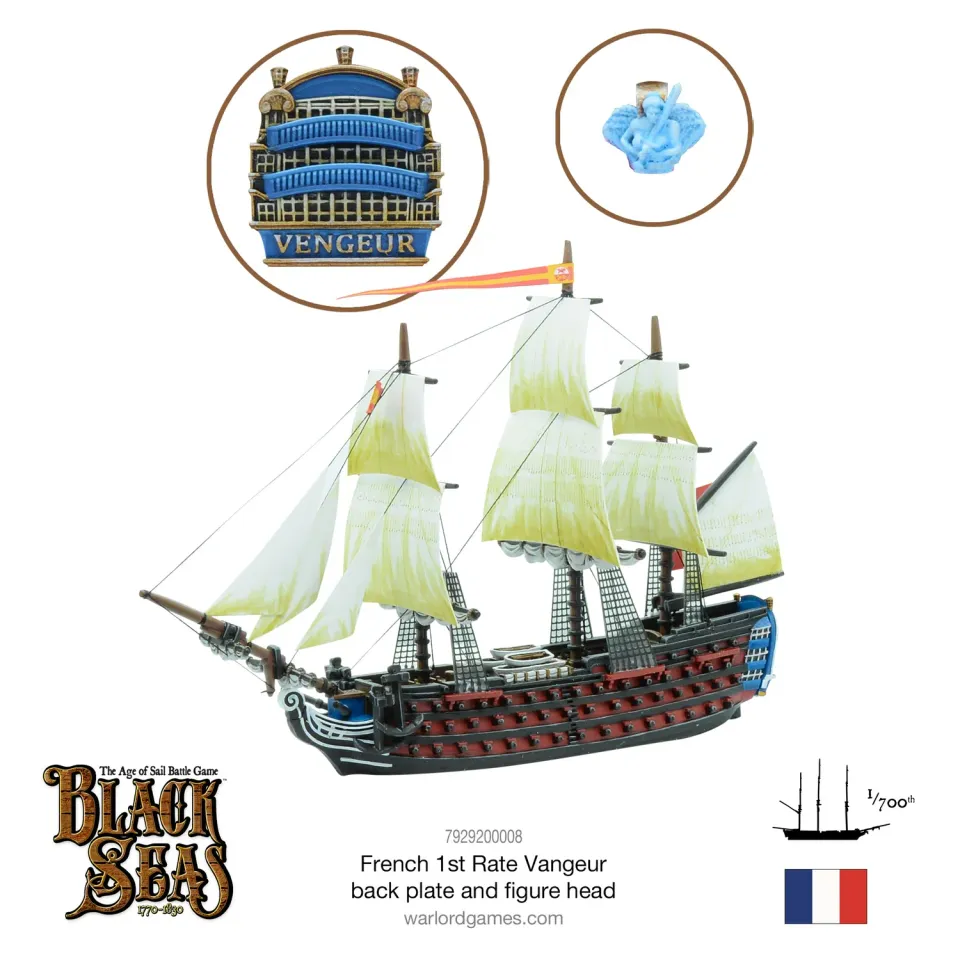 Bolt Action Black Seas 1st Rate with Vengeur back plate and figure head pièce métal