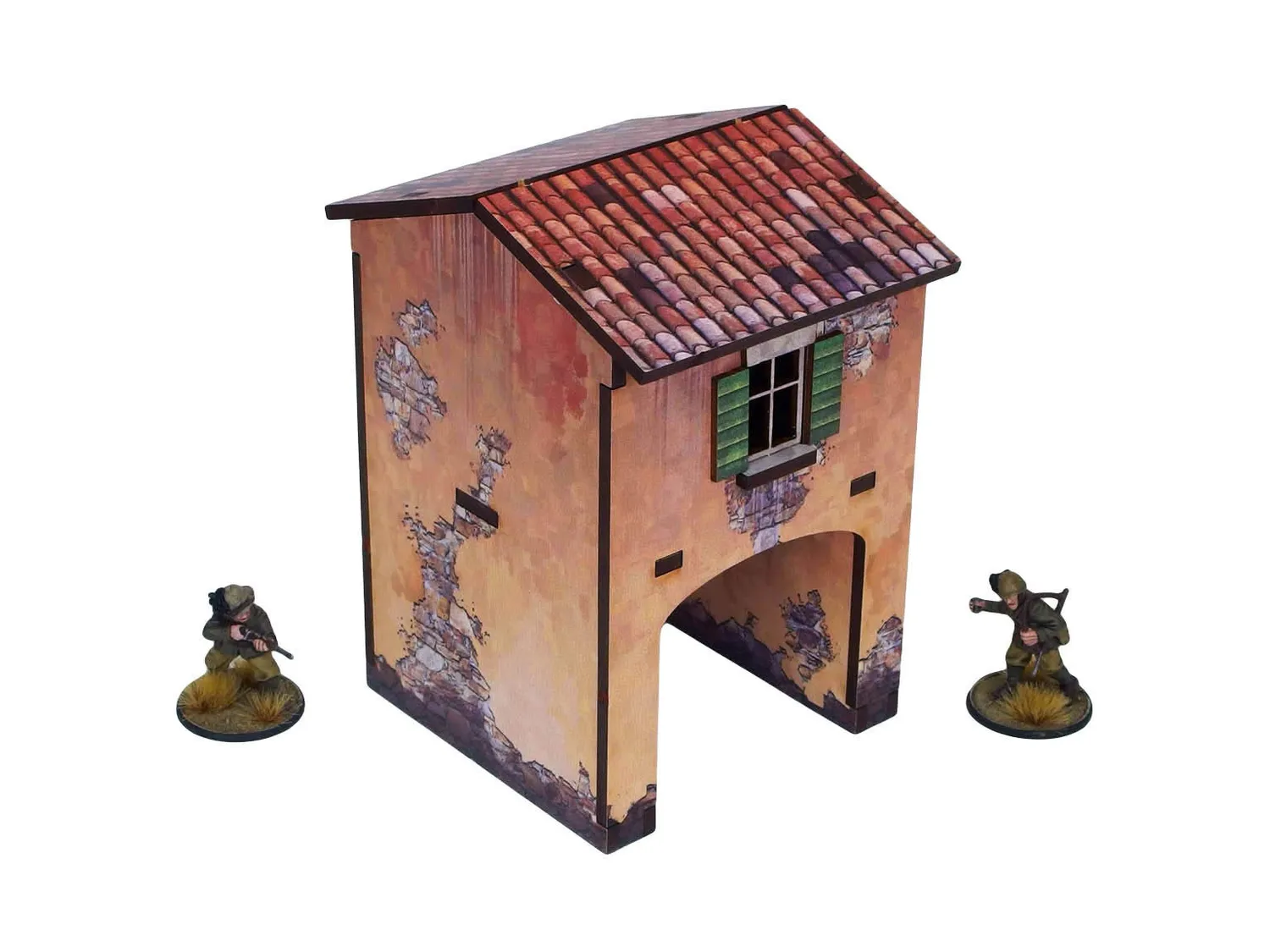 Bolt Action WW2 Italy Gate House (1) PREPAINTED décor prépeint MDF