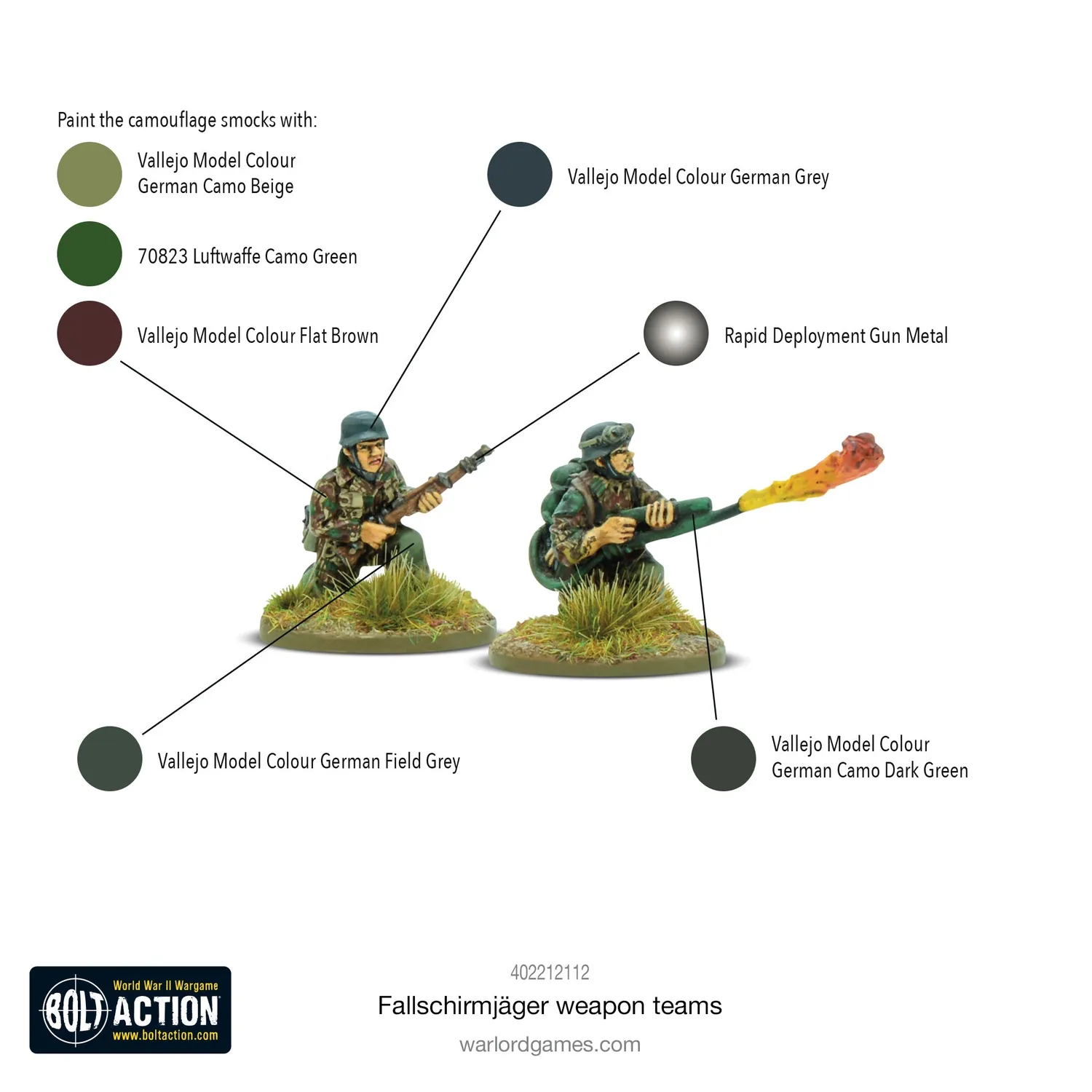 Bolt Action Fallschirmjäger weapons teams figurines résine