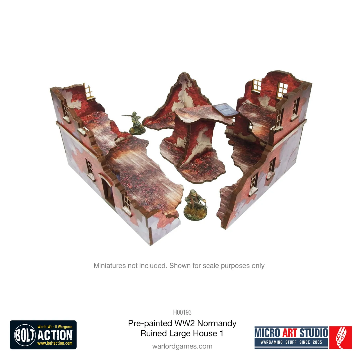Bolt Action Normandie maison ruinée prépeinte MDF