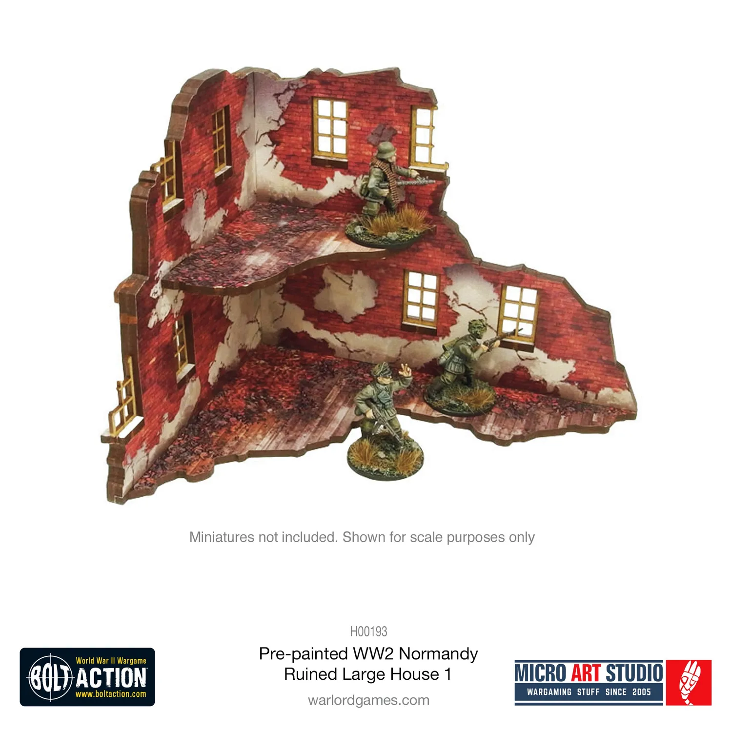 Bolt Action Normandie maison ruinée prépeinte MDF
