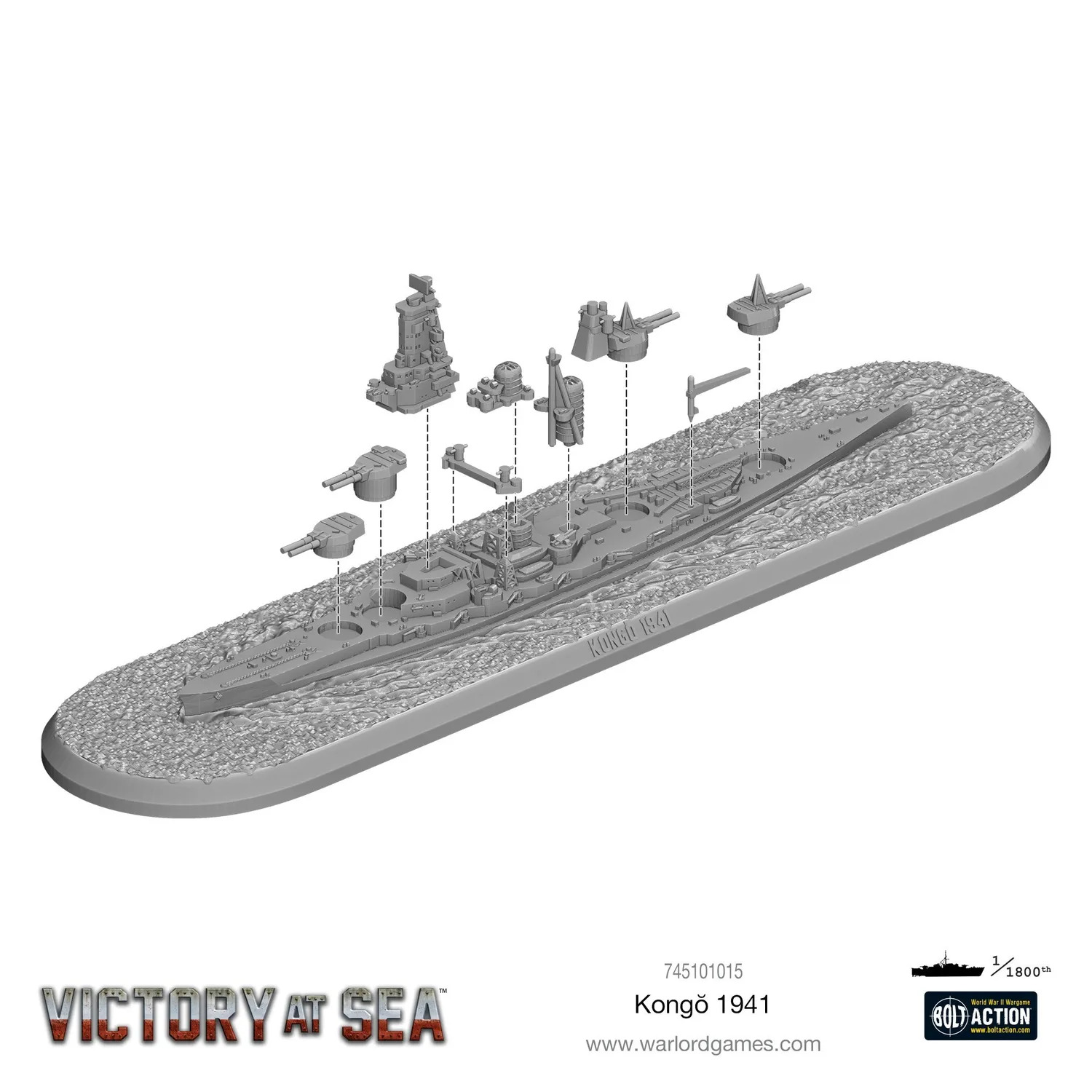 Bolt Action Victory at Sea Kongo cuirassé japonais métal résine