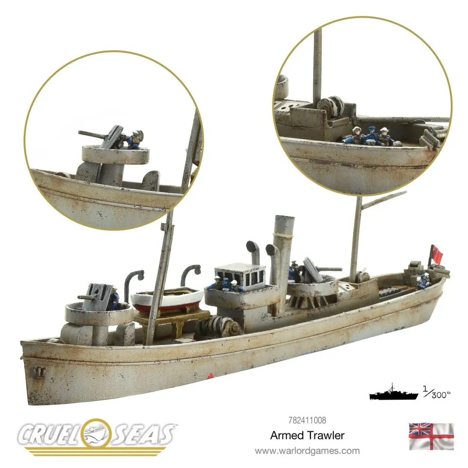 Bolt Action Cruel Seas Armed Trawler chalutier armé résine métal