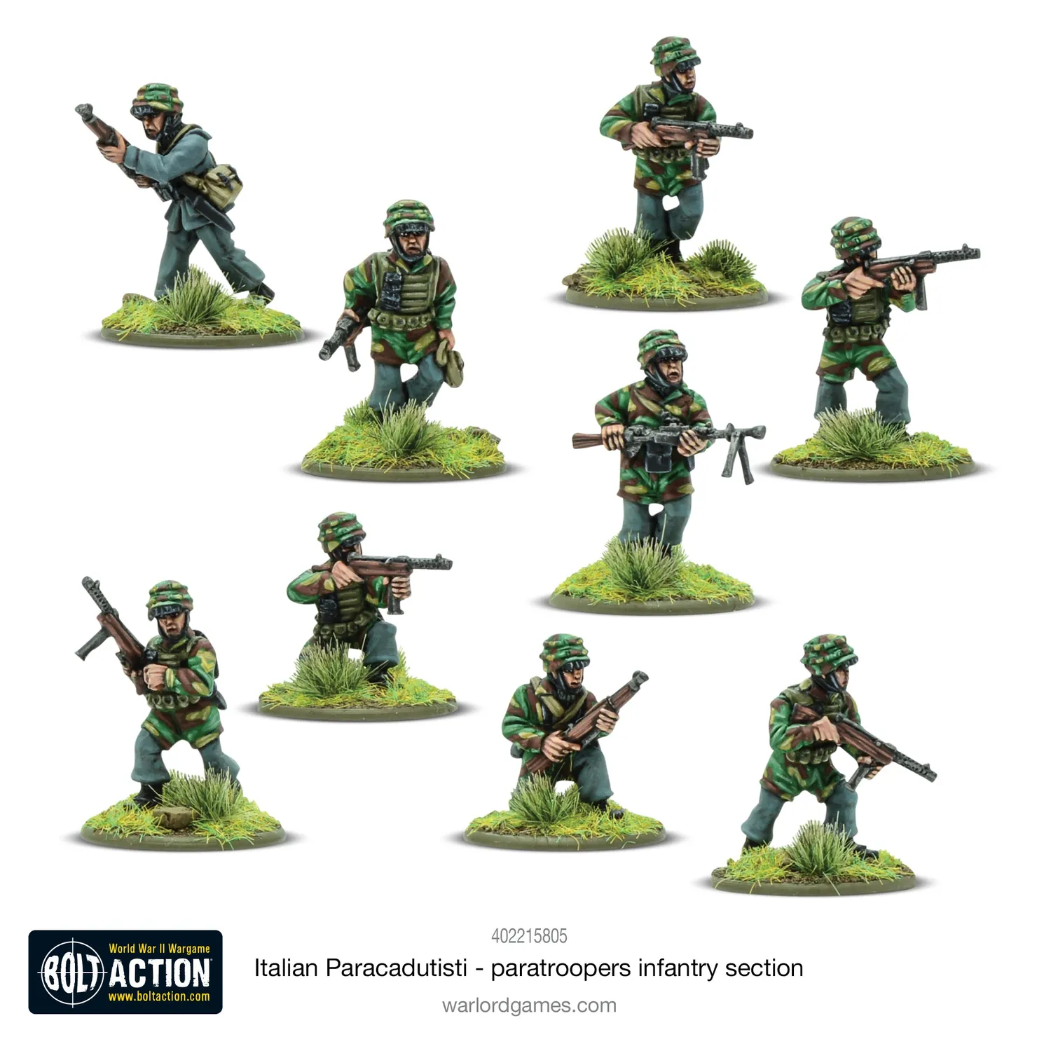 Bolt Action Italian Paracadutisti paratrooper infantry section figurines métal