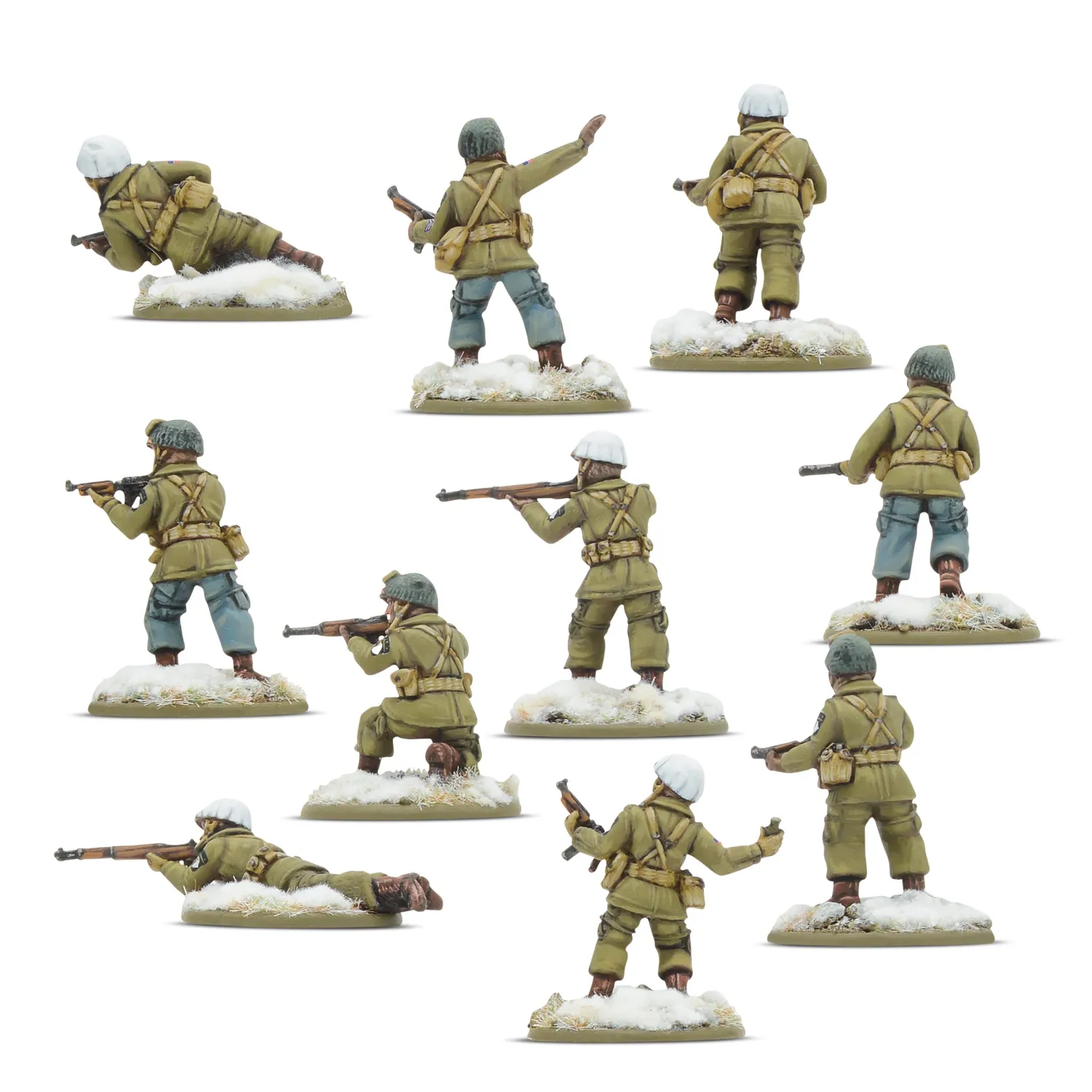 Bolt Action US Airborne Winter Pathfinder Squad figurines x10