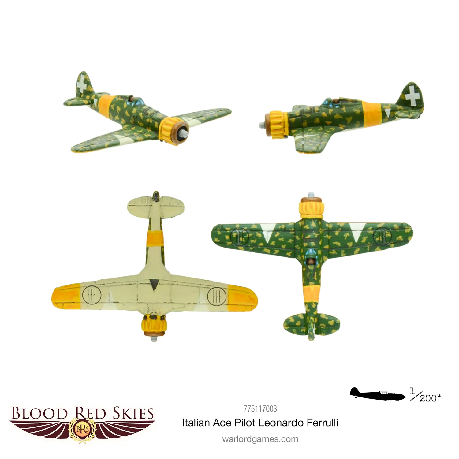 Warlord Blood Red Skies Ferrulli Macchi C.200 figurine avion résine