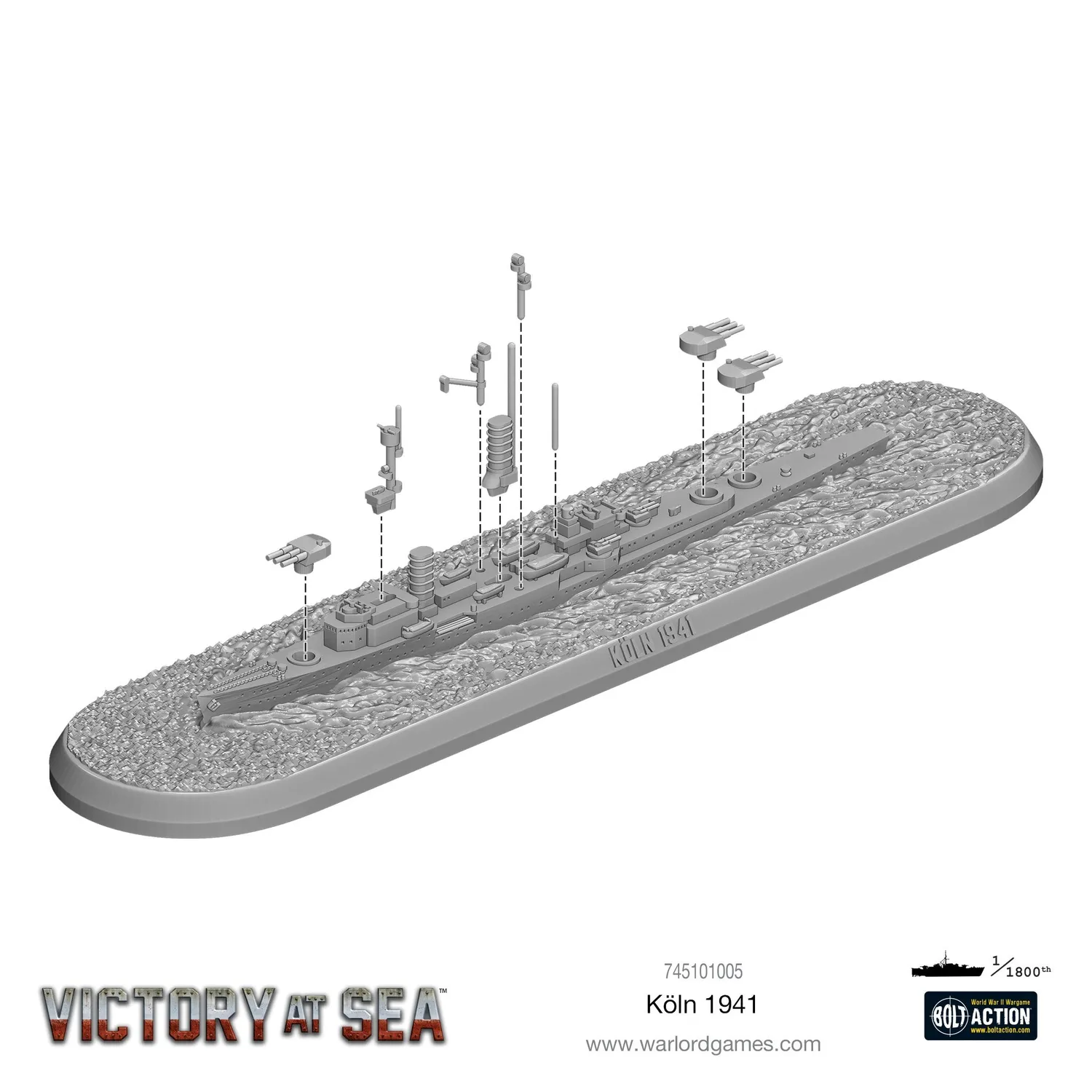 Bolt Action Victory at Sea Köln navire miniature Kriegsmarine
