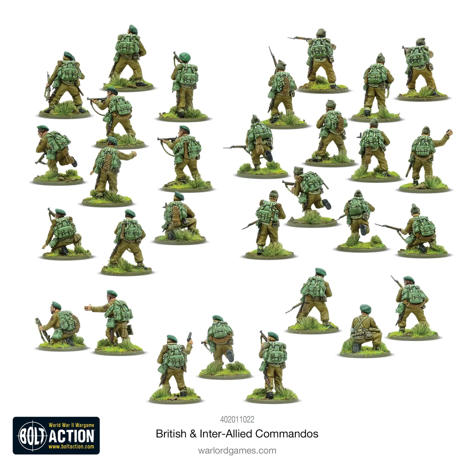 Bolt Action British & Inter-Allied Commandos figurines plastique 30 pièces