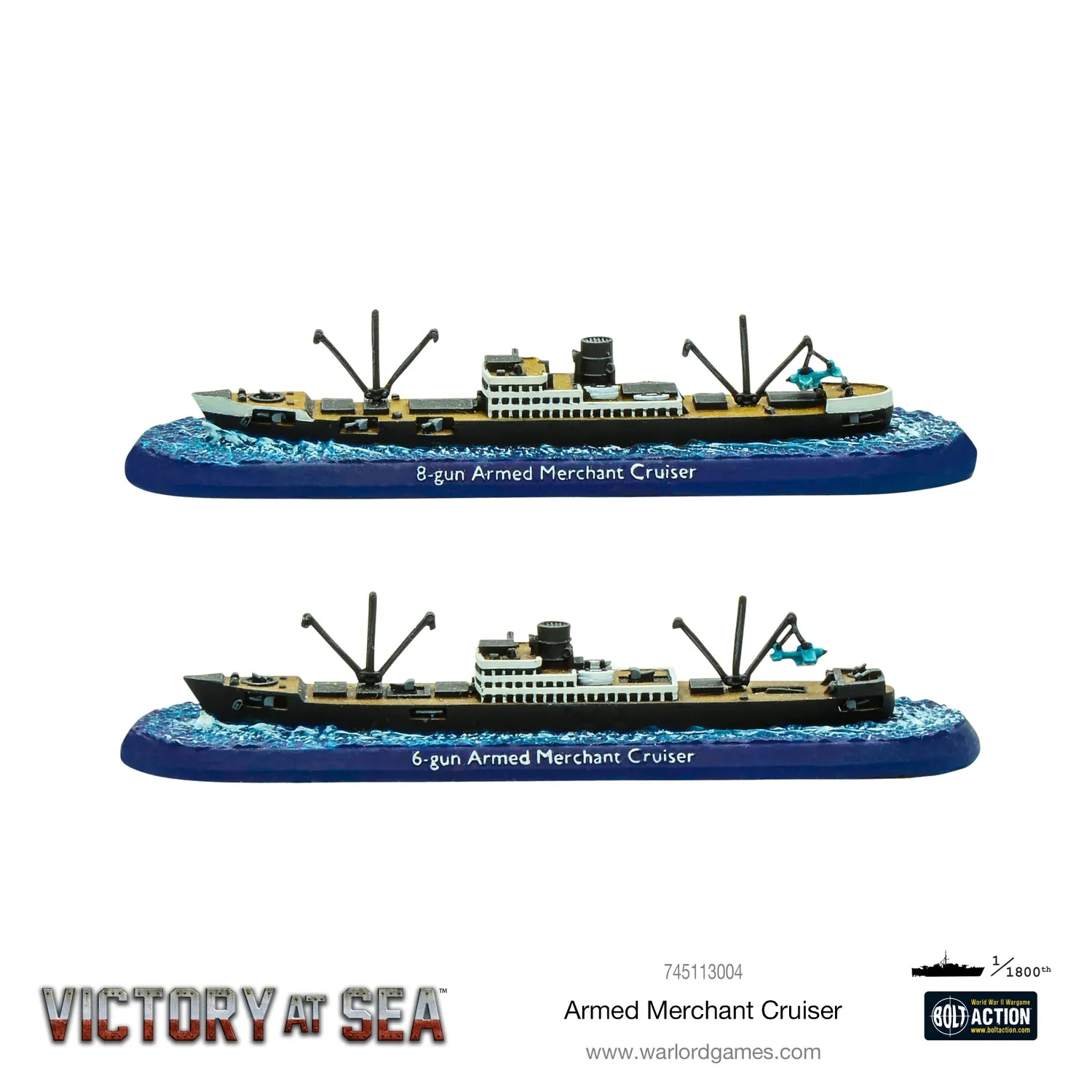 Victory at Sea Armed Merchant Cruisers navires résine x2