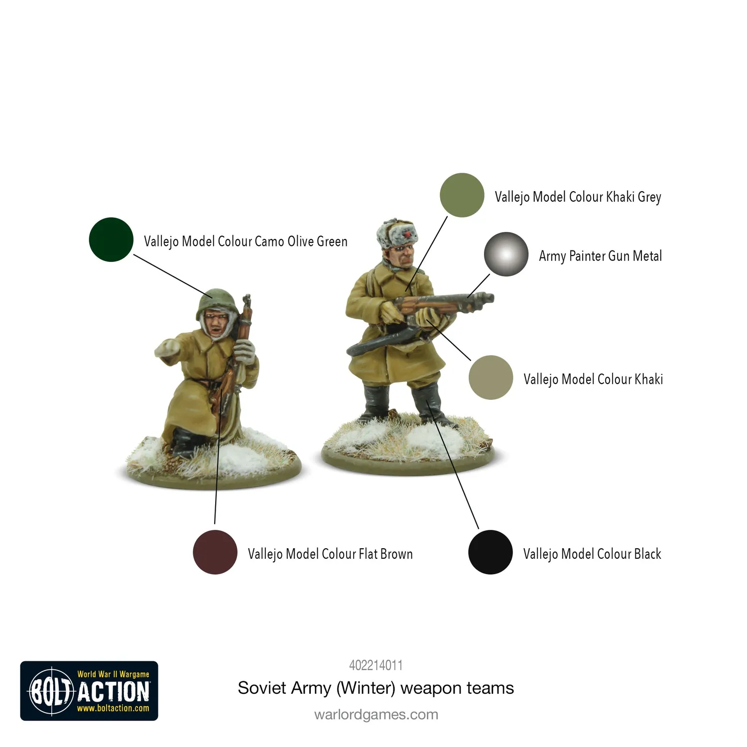 Bolt Action Soviet Army Winter équipes d'armes figurines hiver