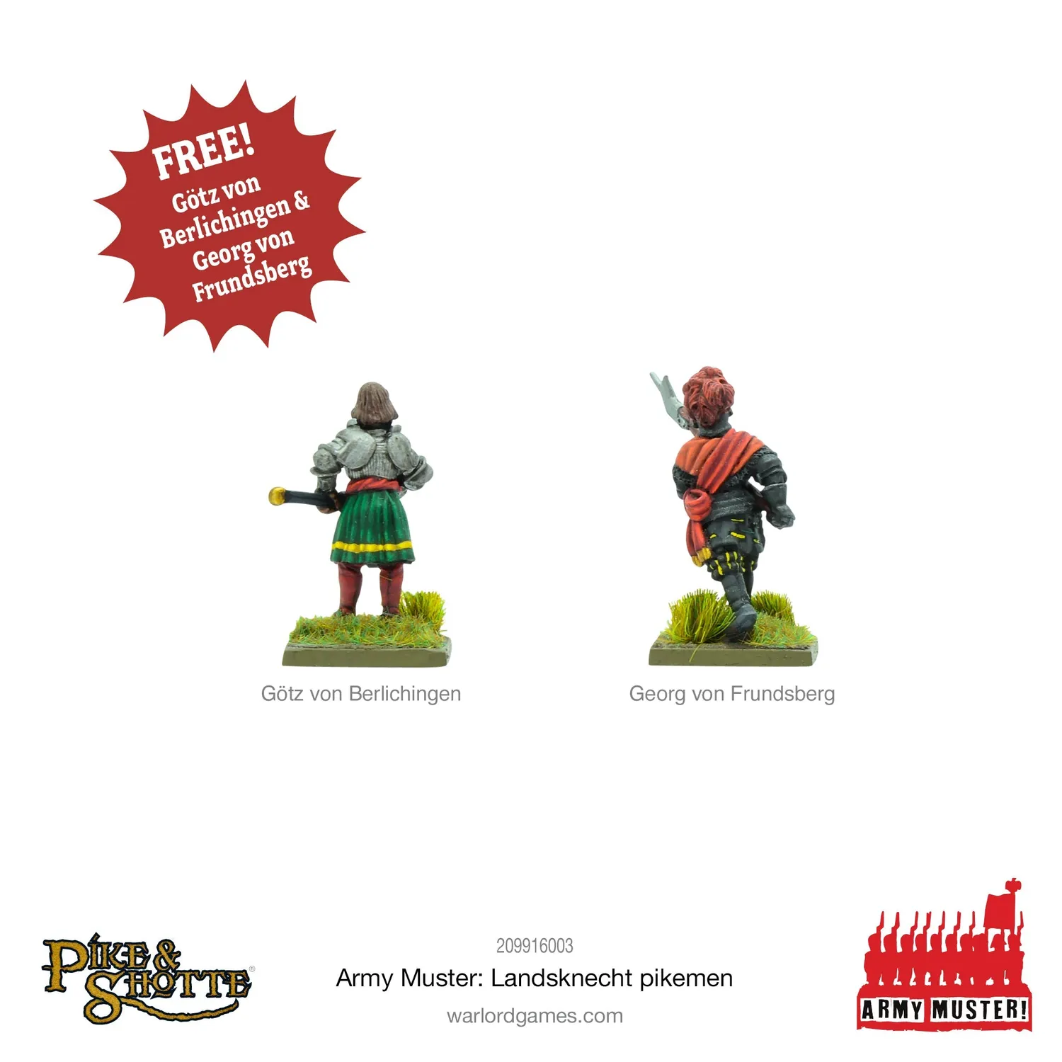 Warlord Games Army Muster Landsknecht Pikemen figurines lot 90