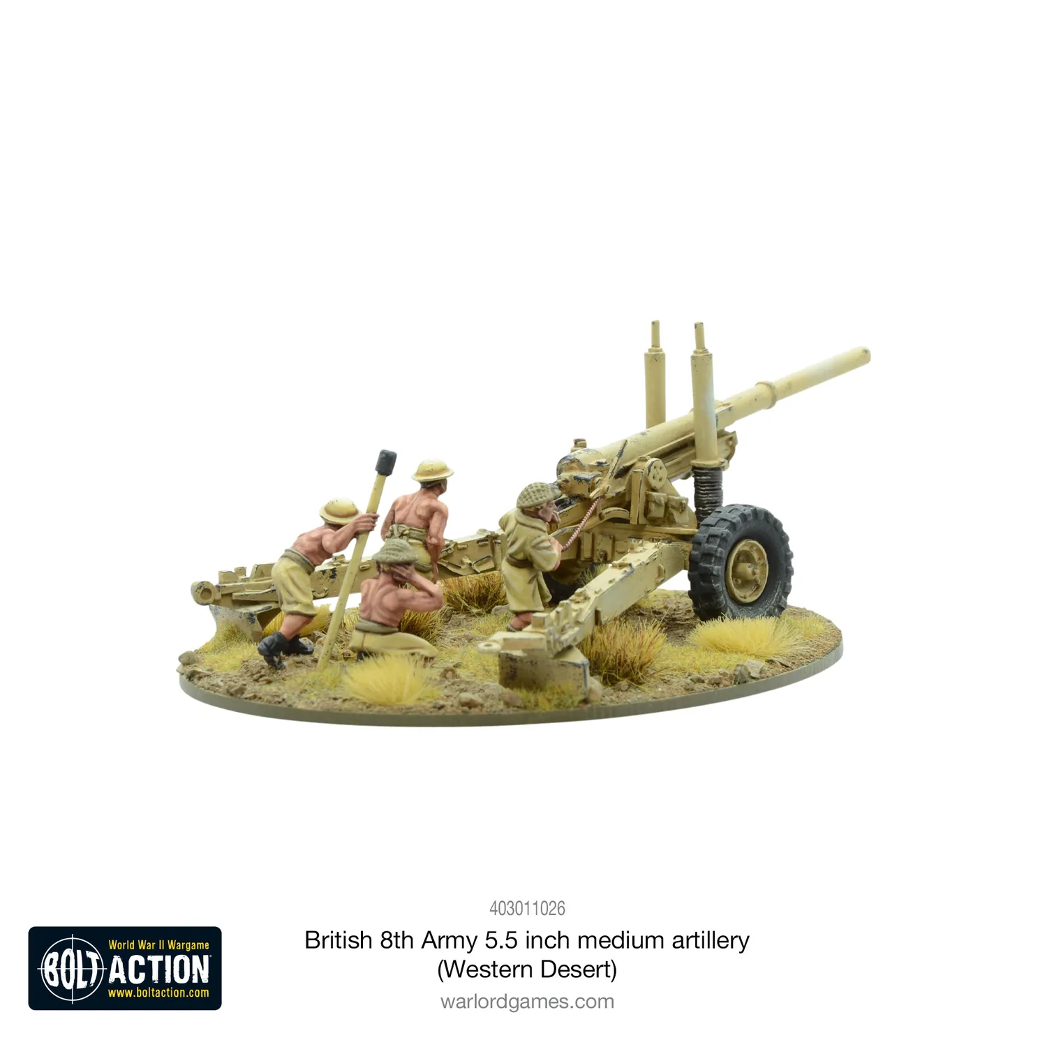 Bolt Action British 8th Army 5.5 inch medium artillery canon métal