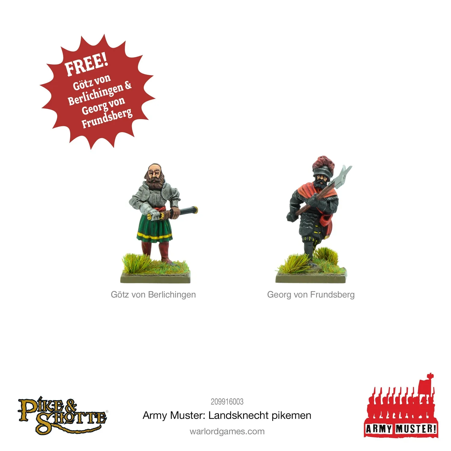 Warlord Games Army Muster Landsknecht Pikemen figurines lot 90