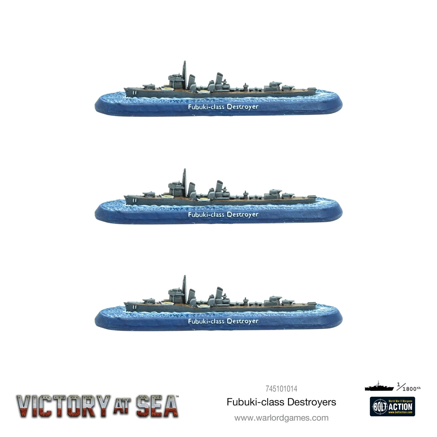 Bolt Action Victory at Sea Fubuki destroyers résine